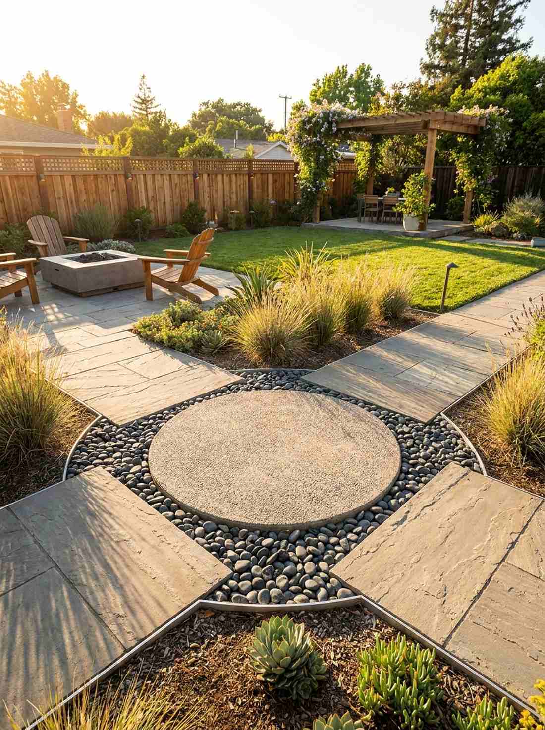 circular concrete medallion inlay