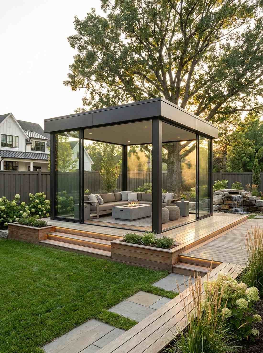corner glass pavilion