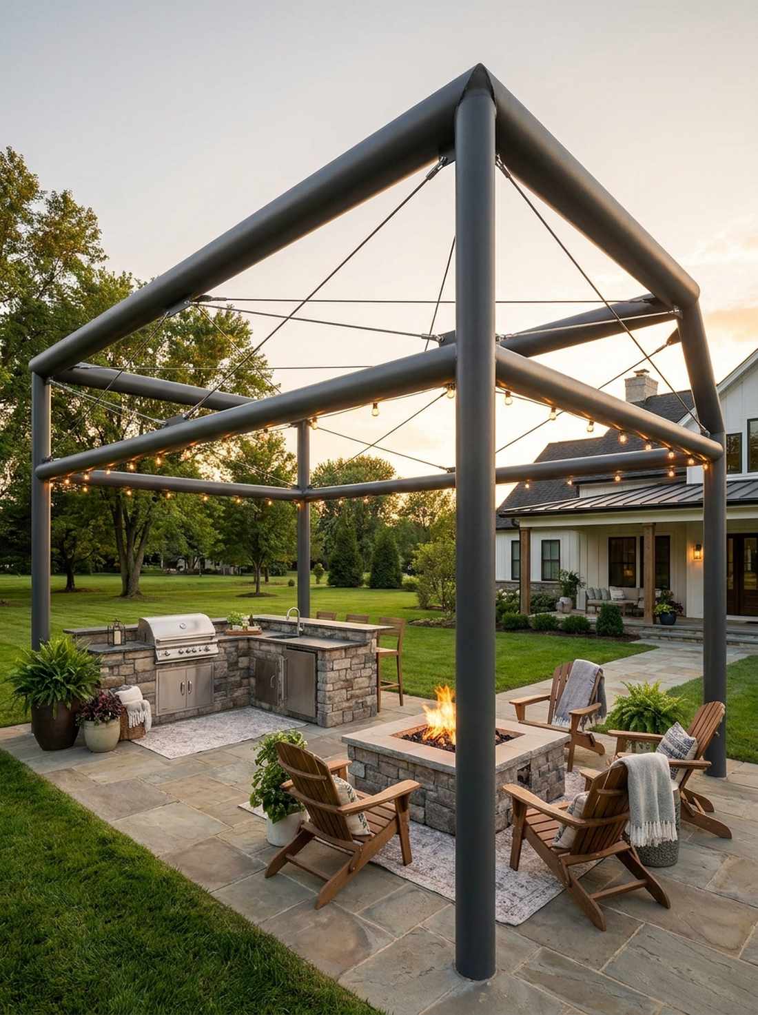 freestanding steel pavilion frame