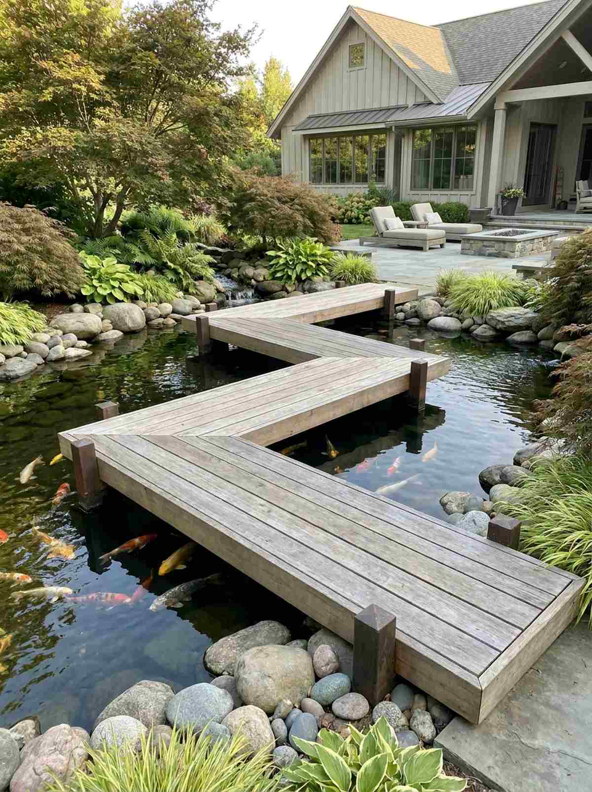natural wood zigzag bridge