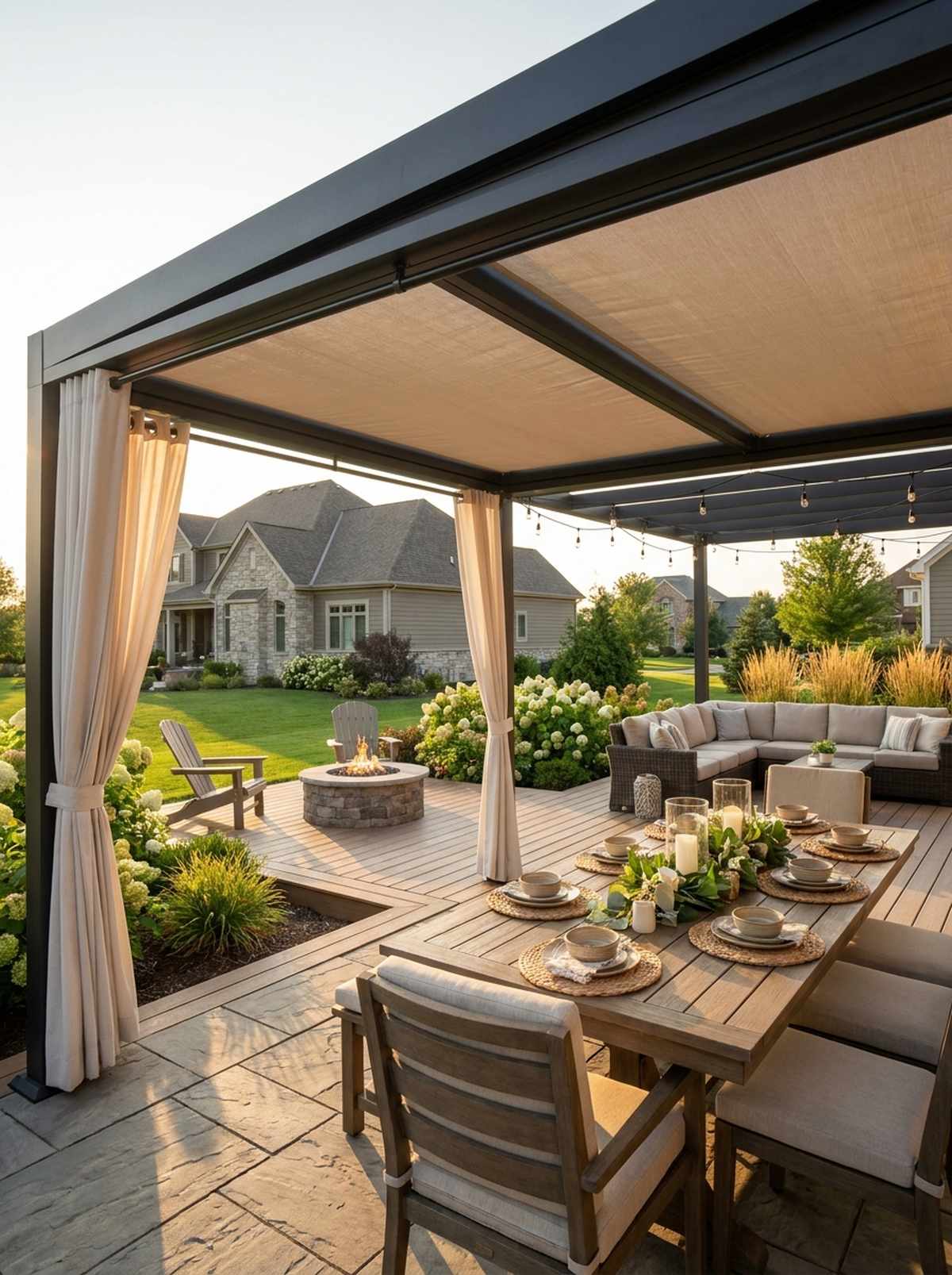 pergola defined dining with open lounge