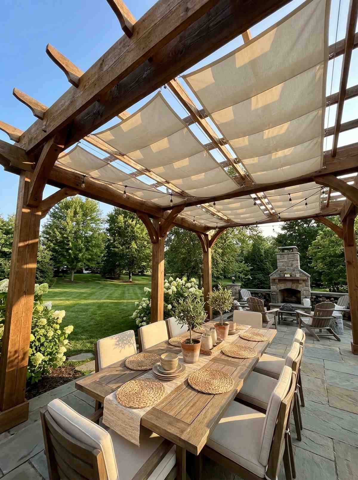 pergola with retractable canopy panels