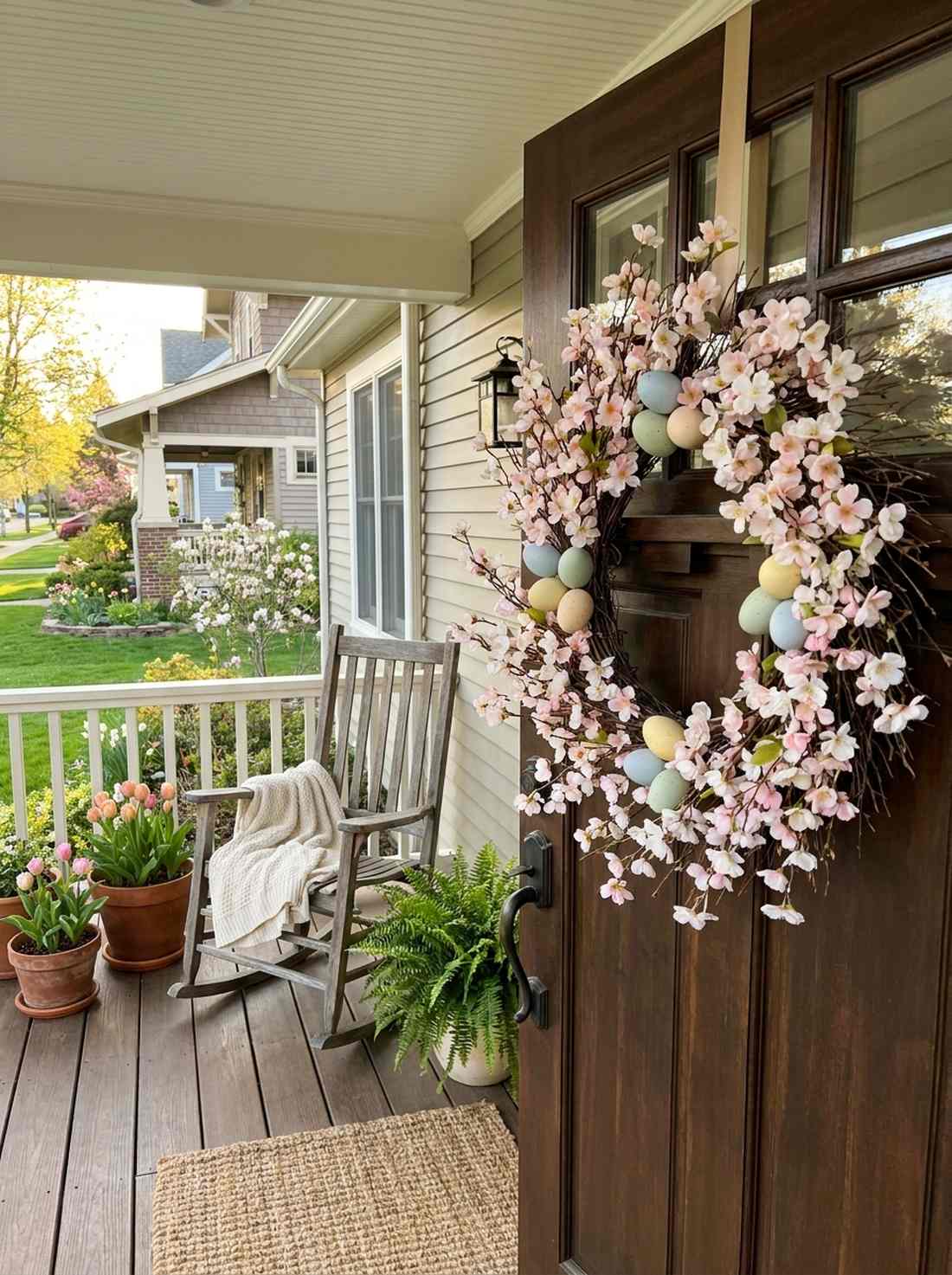 egg and blossom combination wreath