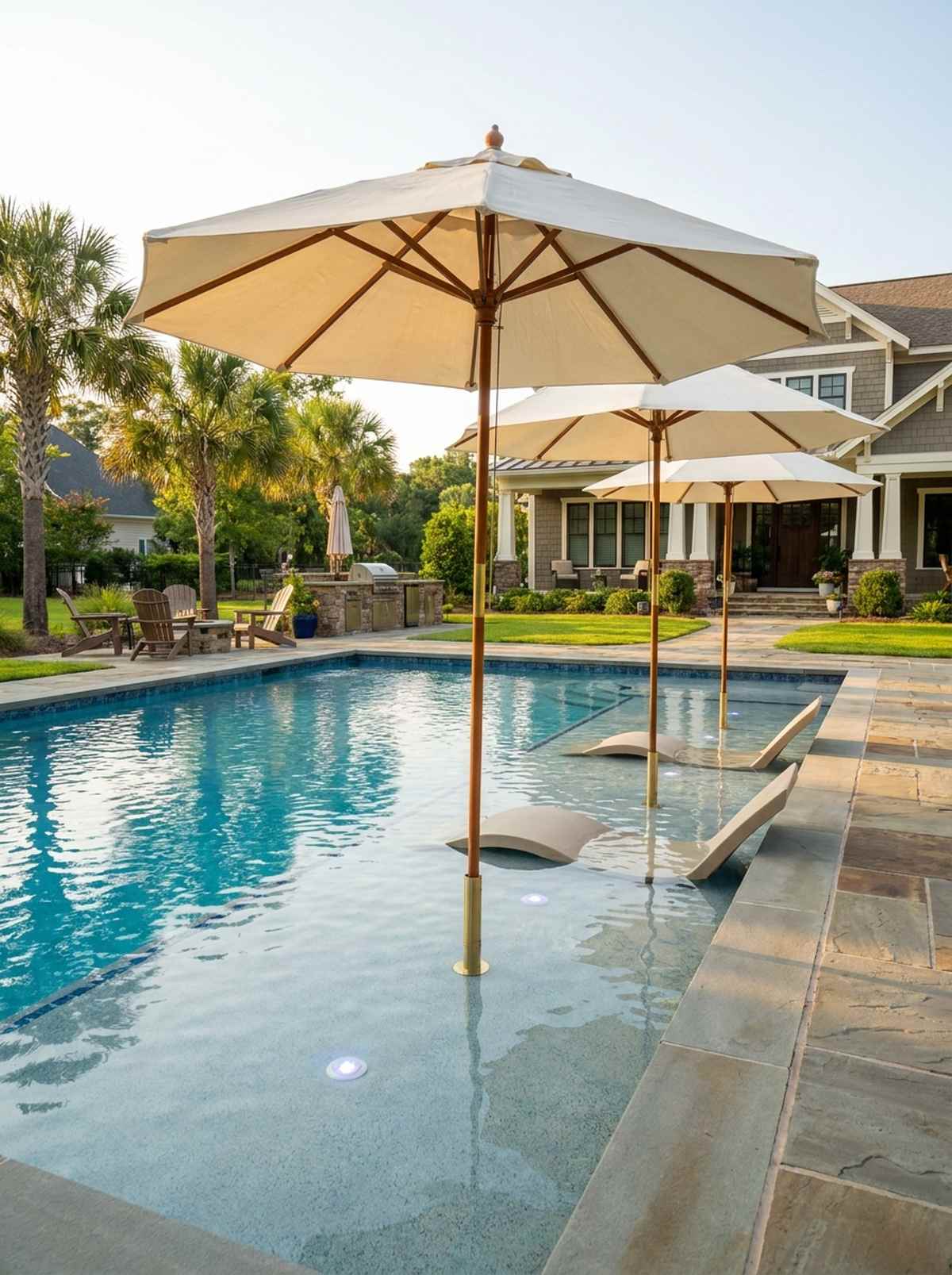 full width baja shelf with umbrella sleeves