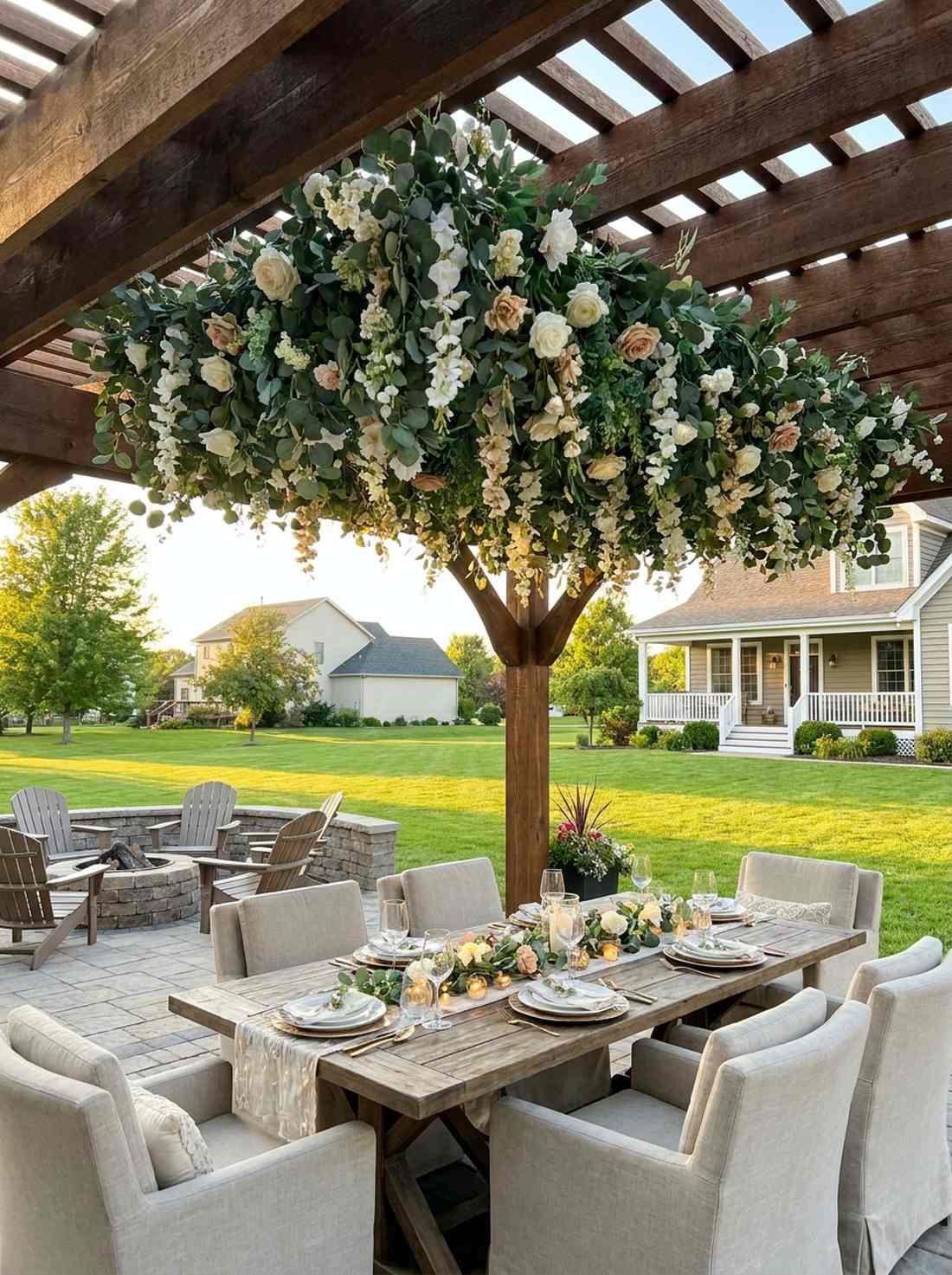 hanging floral garland canopy