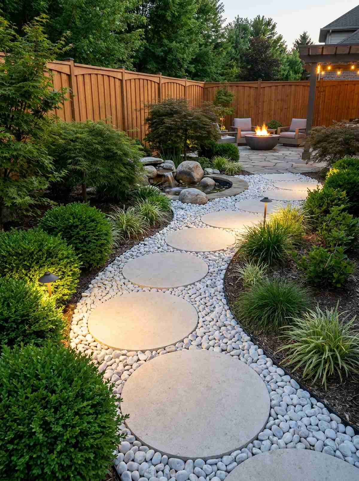 limestone rounds with white river rock