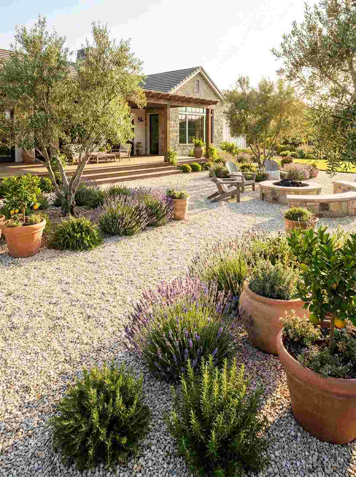 mediterranean olive grove gravel base