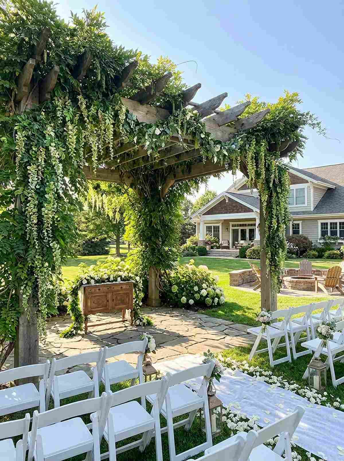 pergola enhancement with climbing vines