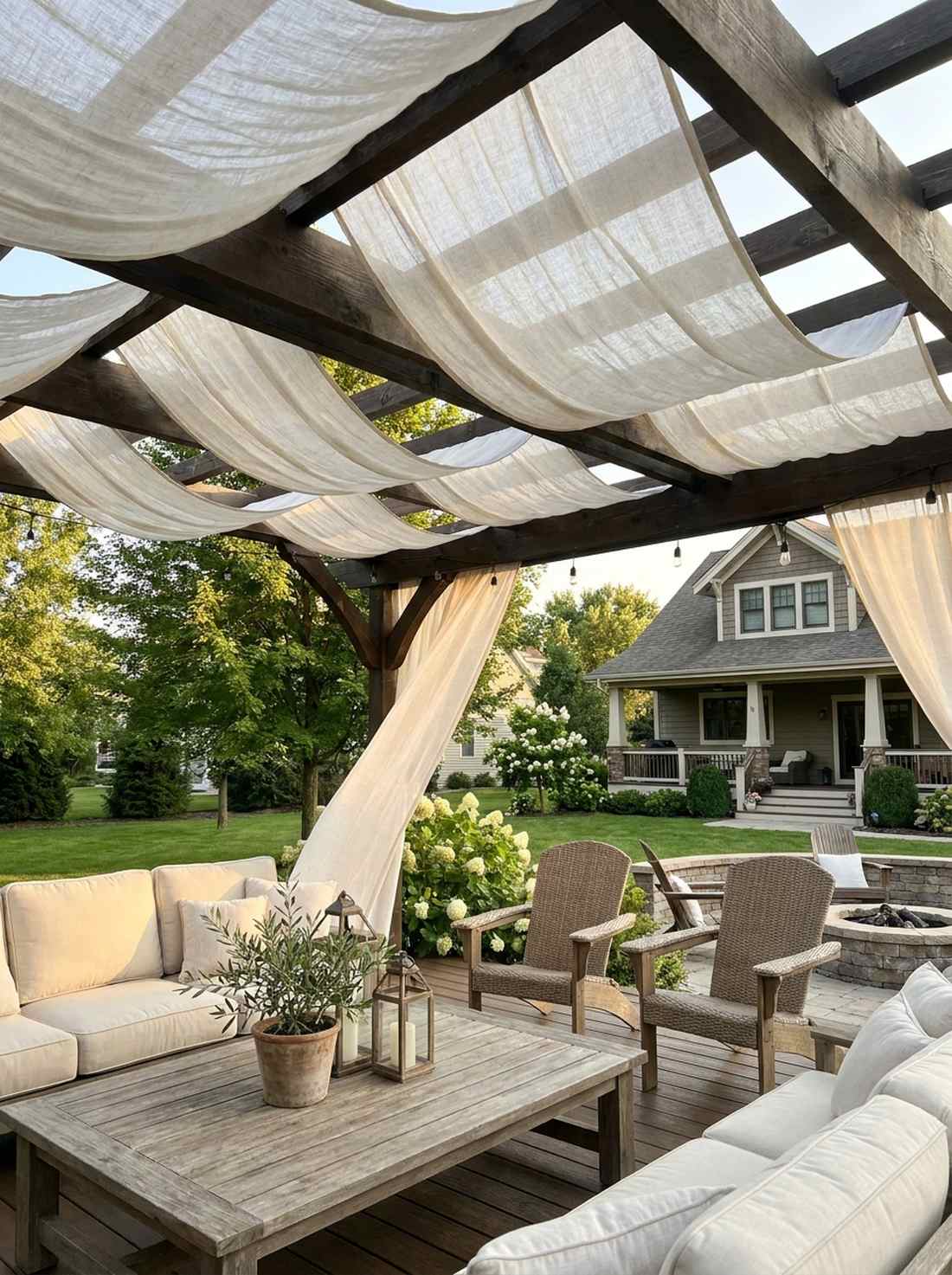 pergola with fabric draping