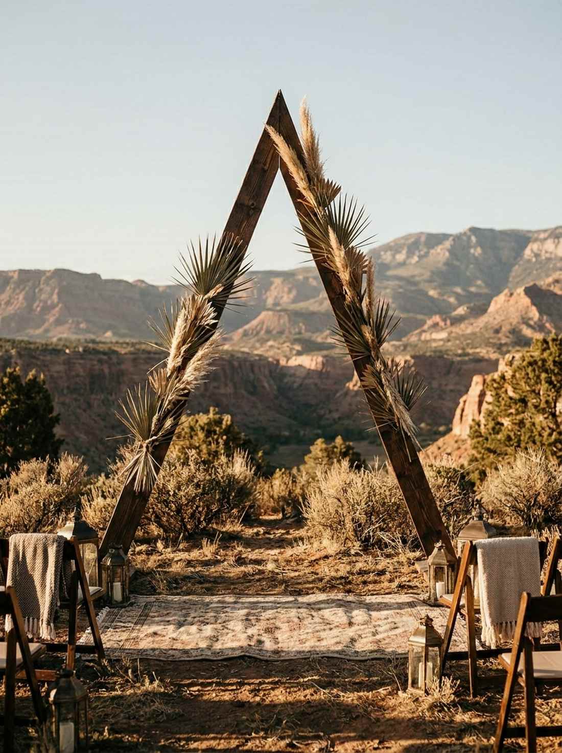 triangular structure with spiked botanical accents