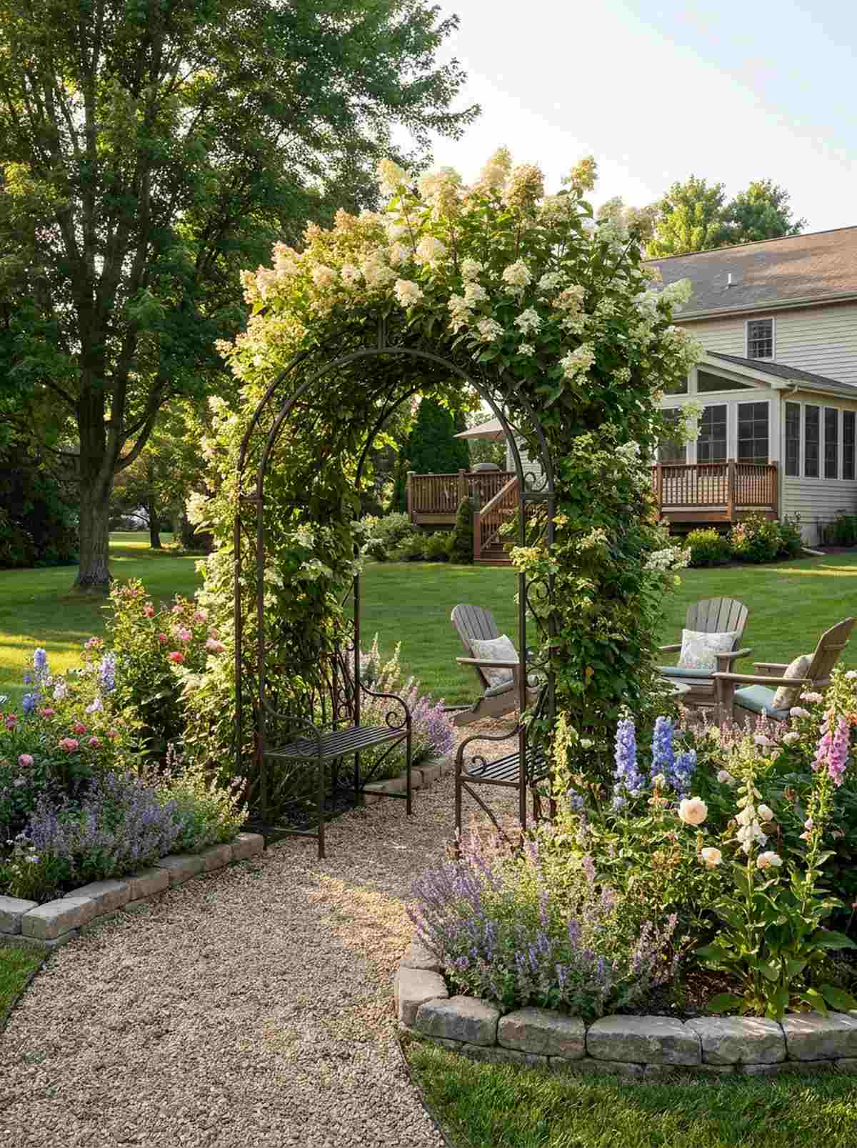 arched arbor bench