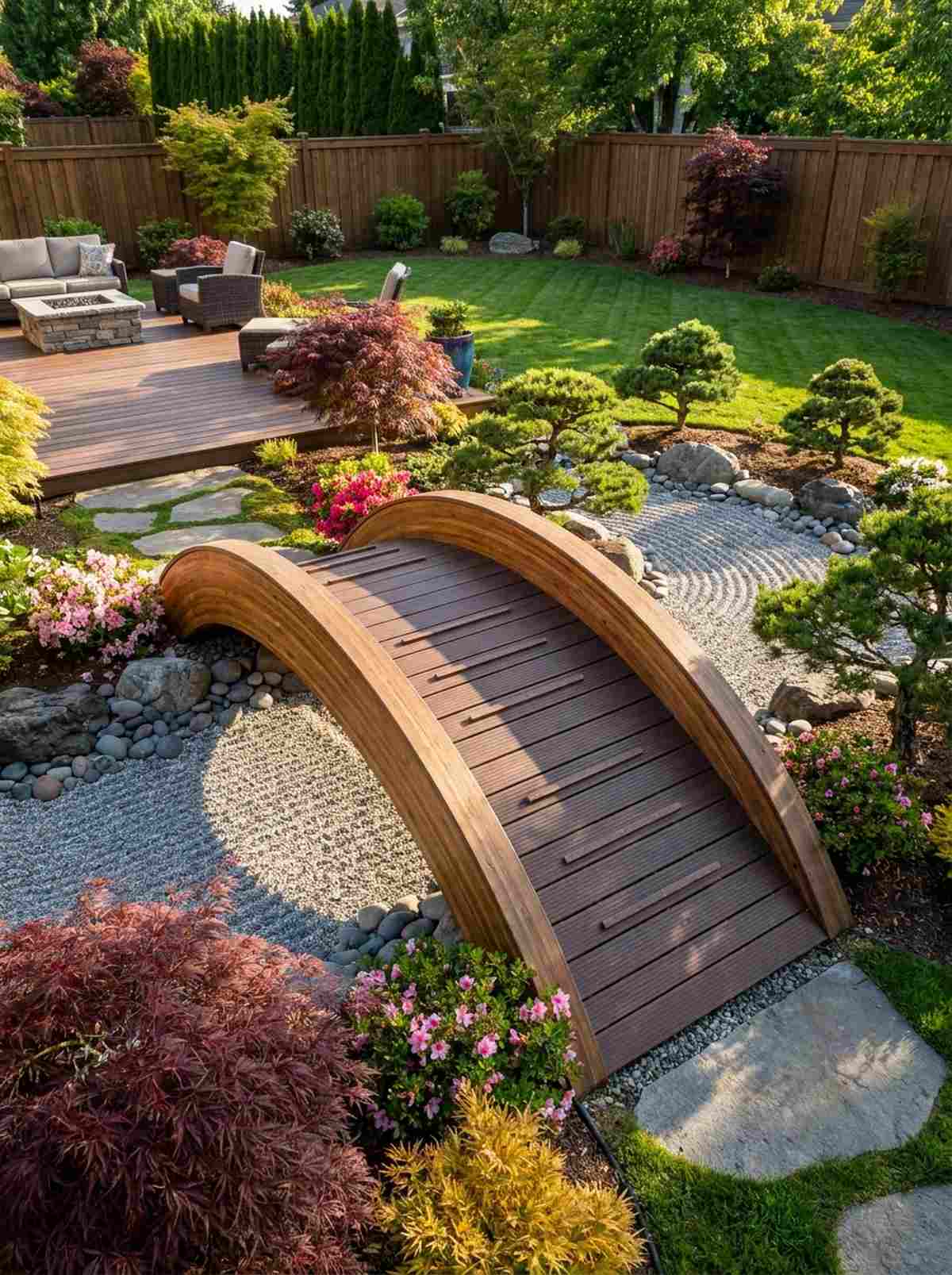 drum bridge with dramatic arc
