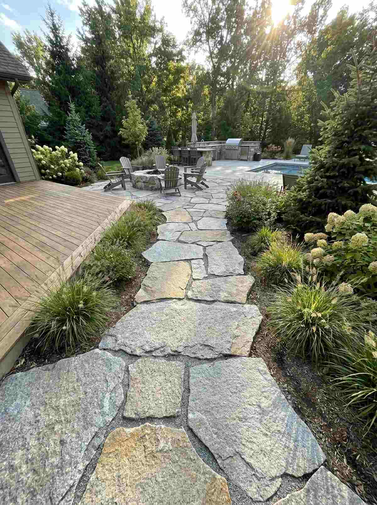 granite flagging with irregular edging