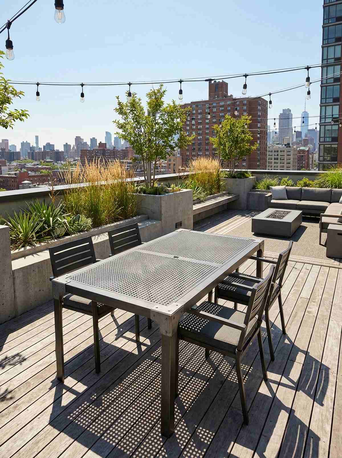industrial aluminum table with mesh top