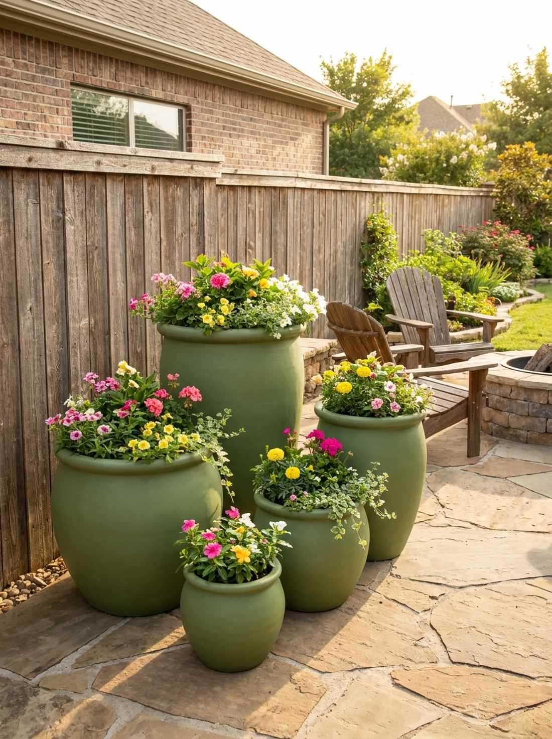moss green planter cluster