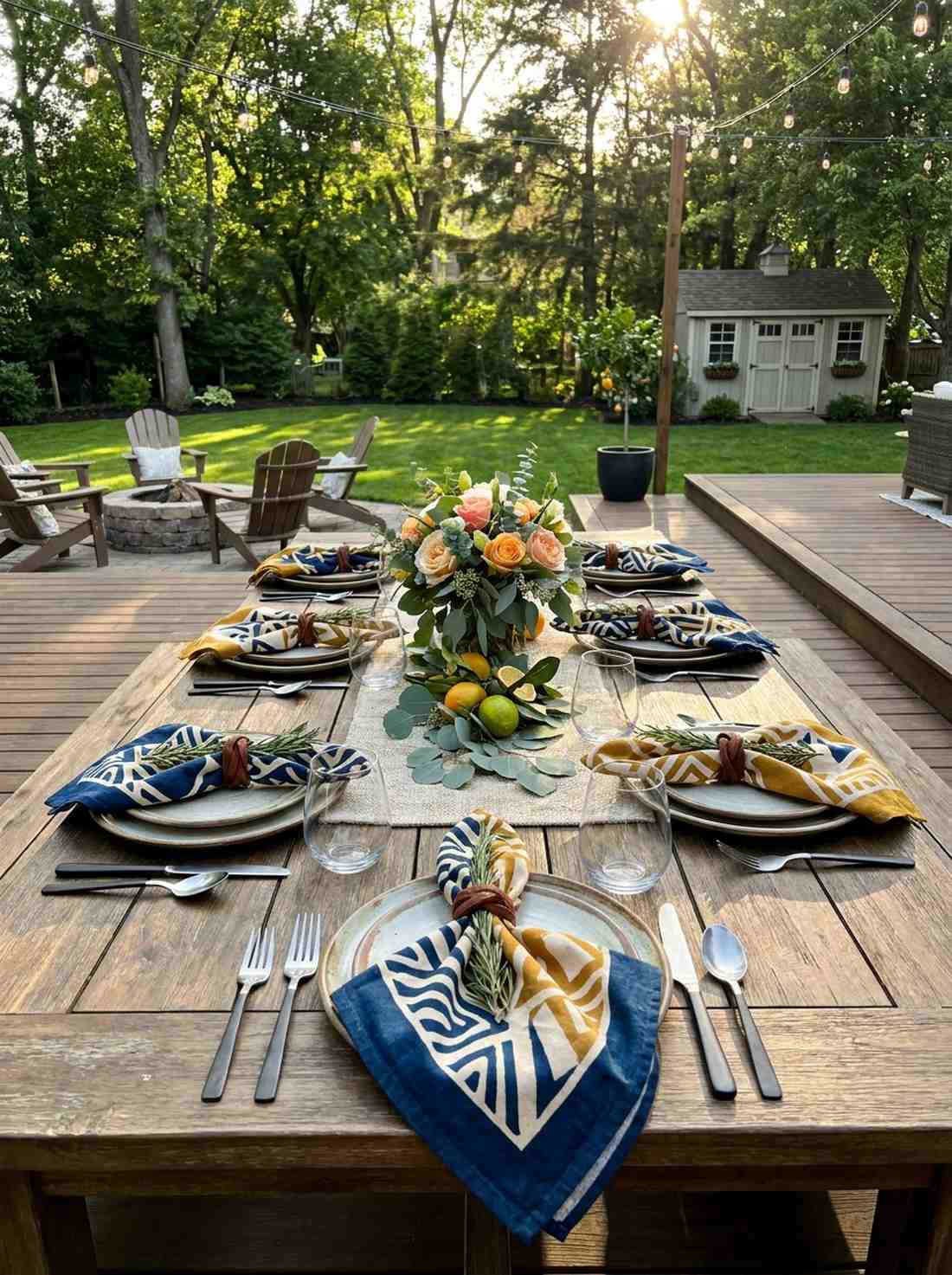 oversized napkins in contrasting hues