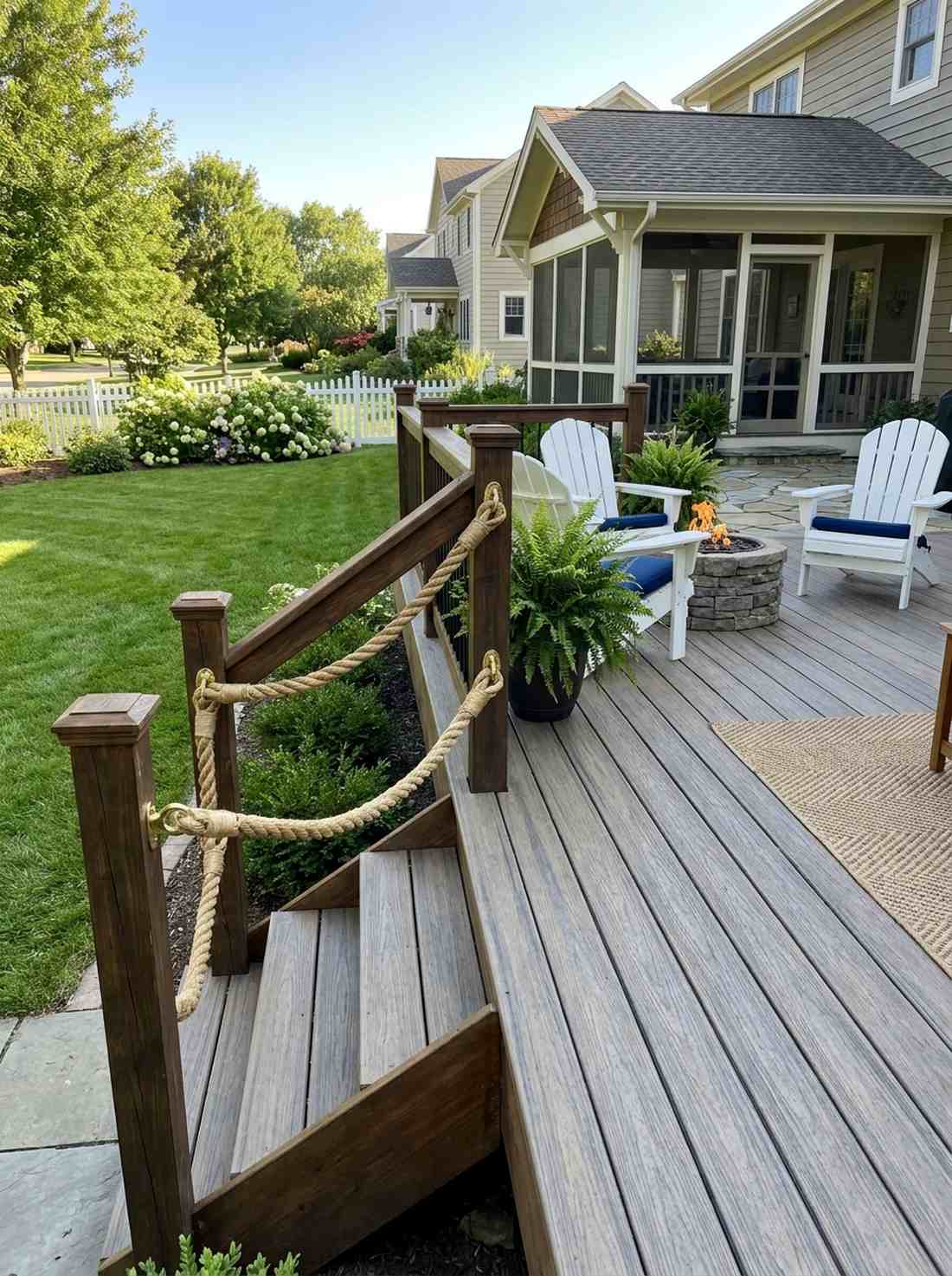 ship rope railings with brass hardware