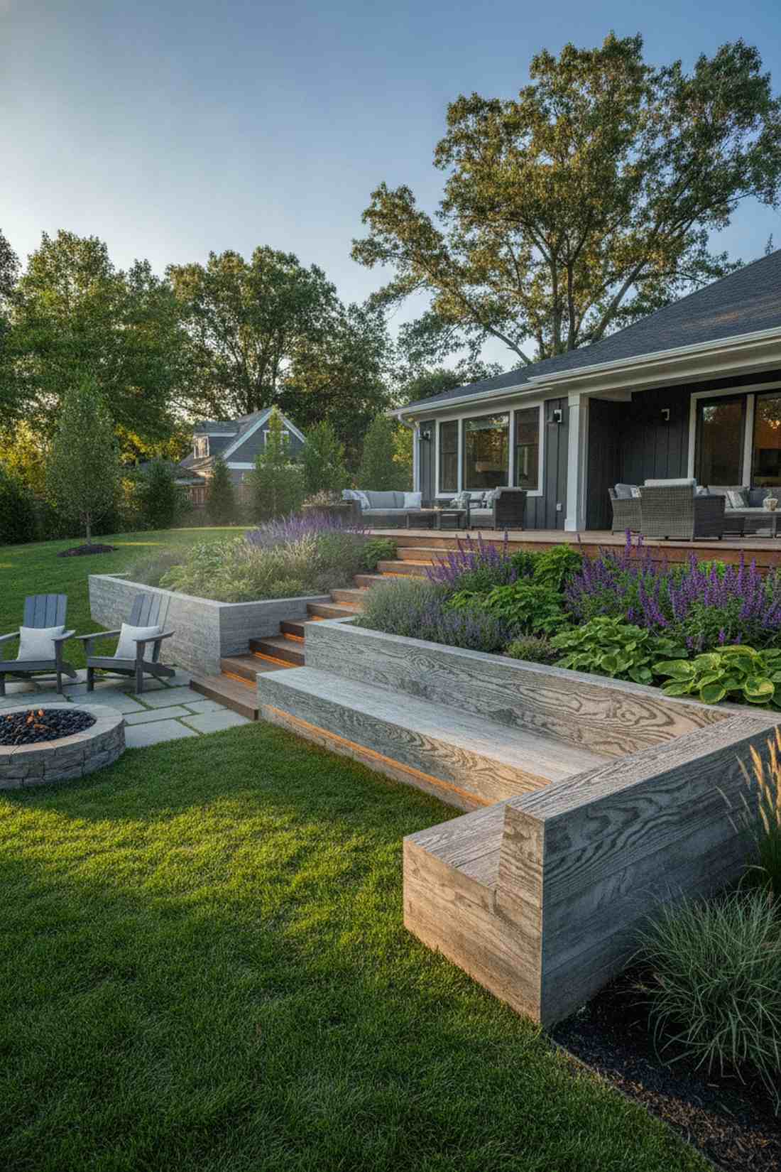board formed concrete bench wall