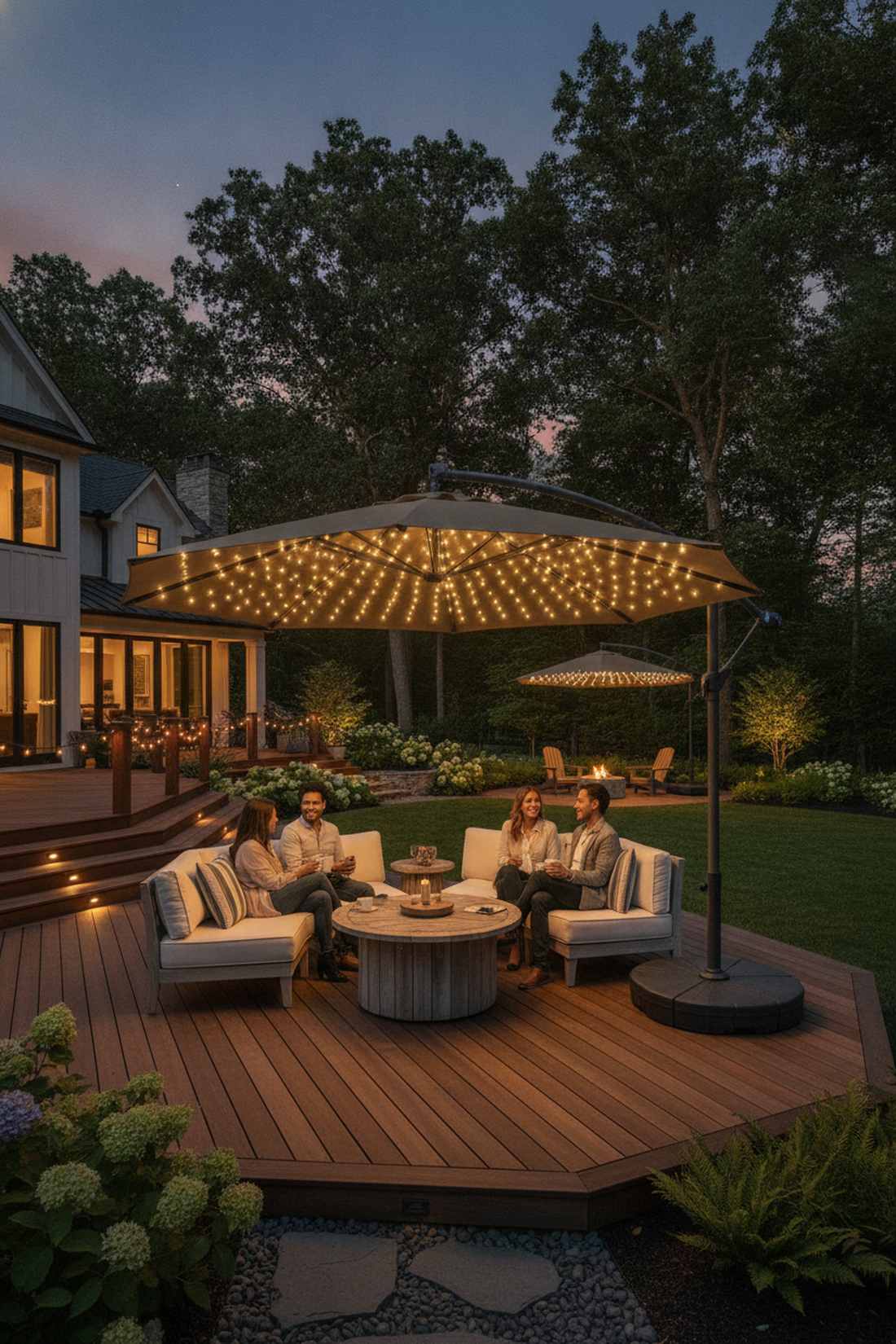 cantilever umbrella with led solar lighting
