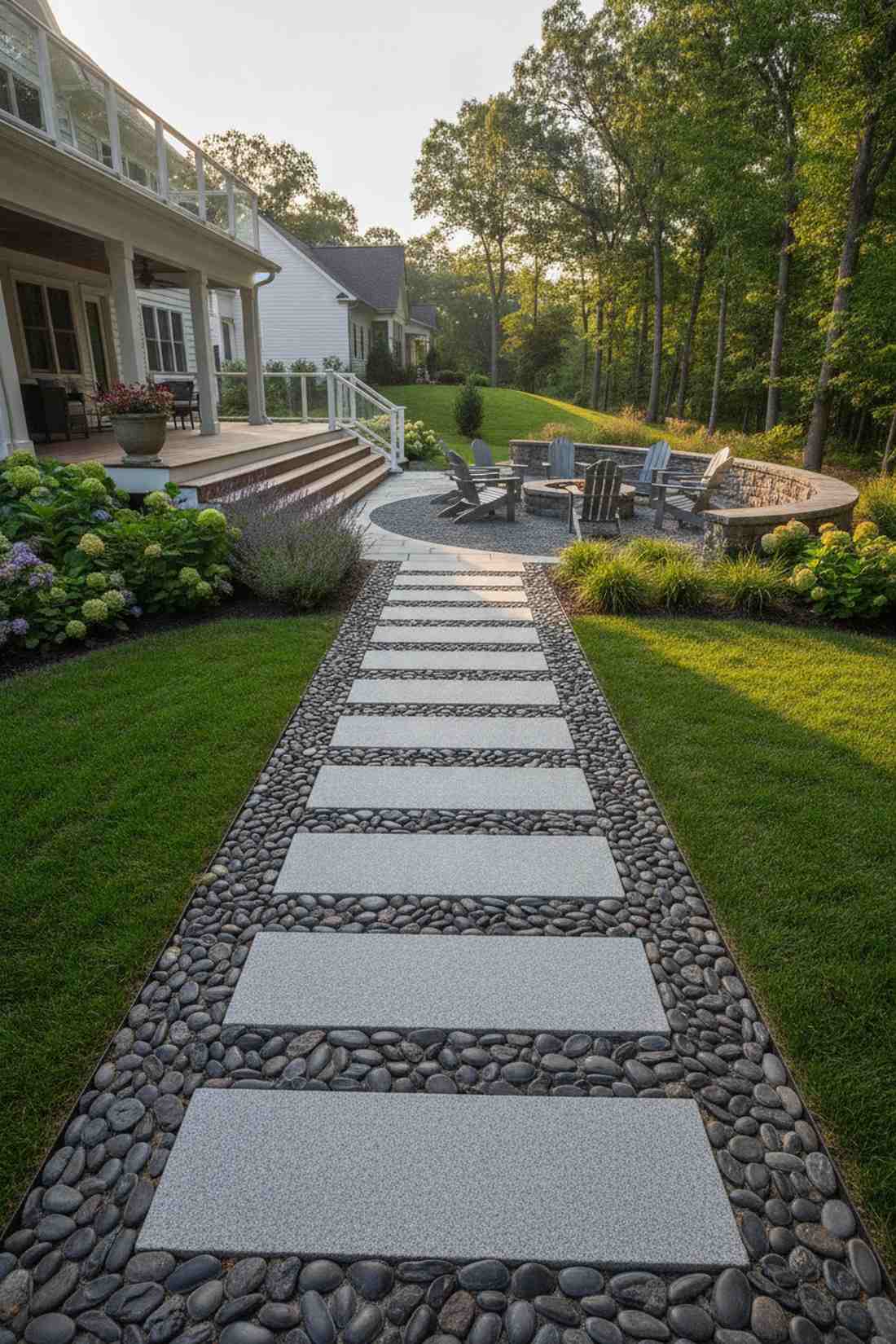 cobblestone and granite slab combination