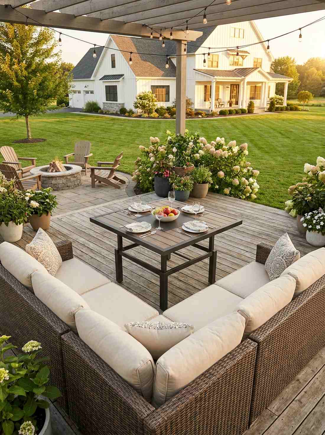 corner sectional with square dining table