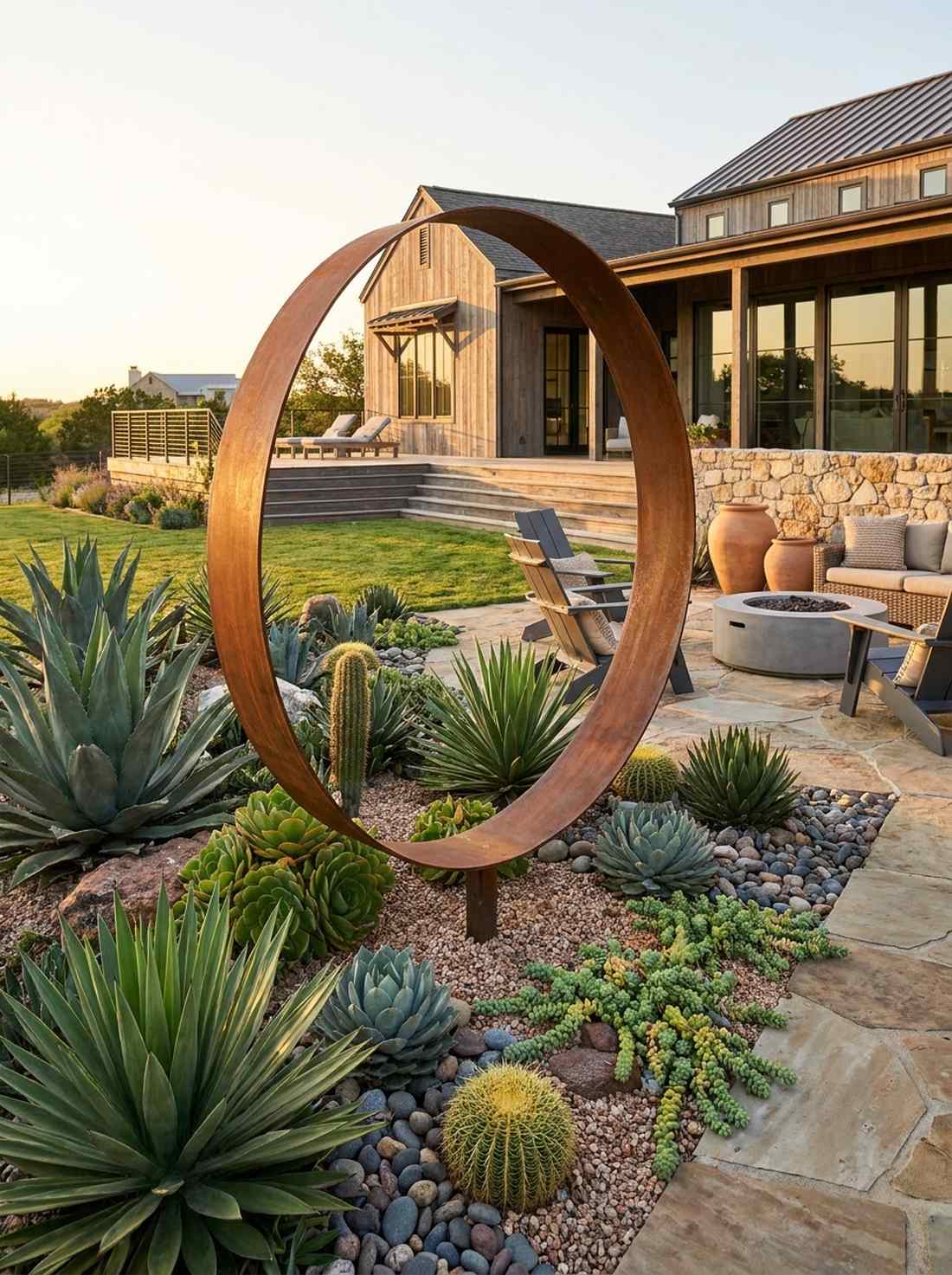 corten circle vertical stake