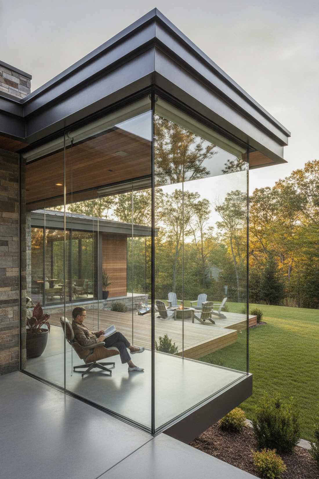 frameless glass corner design
