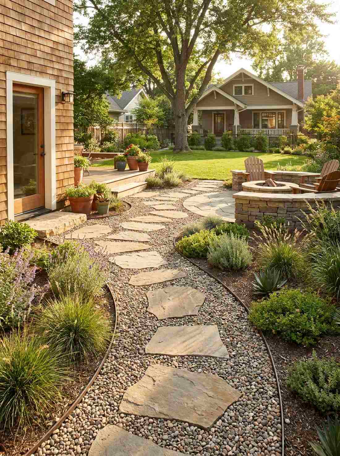 gravel pathways with stepping stones