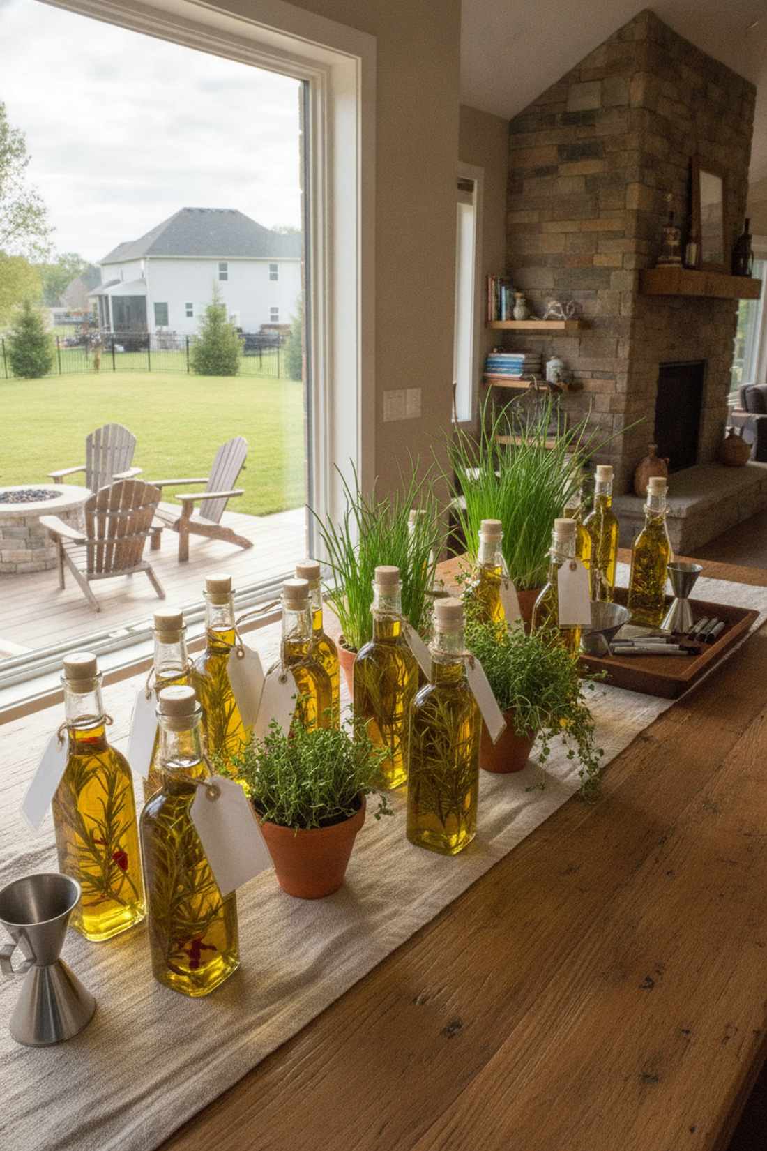 herb infused olive oil displays