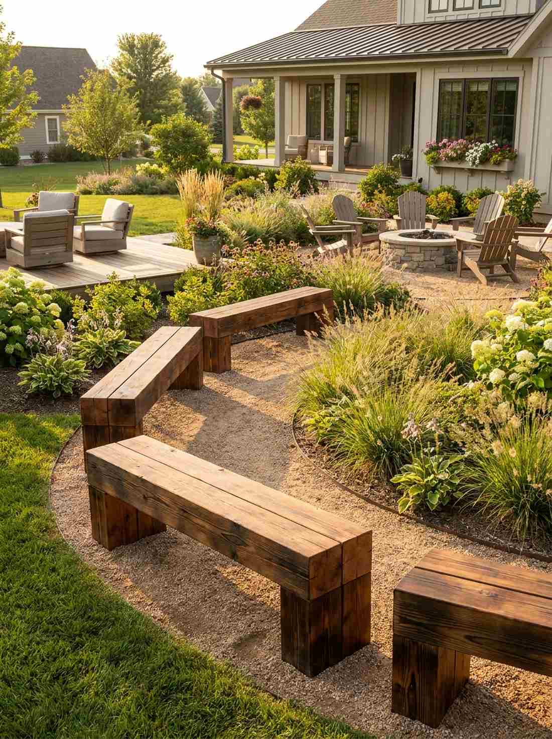 low wooden benches