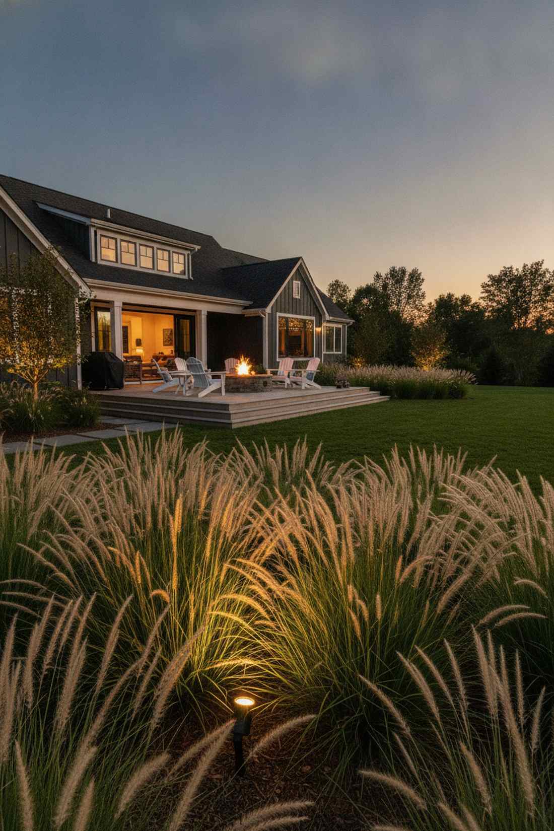 ornamental grass accent lights