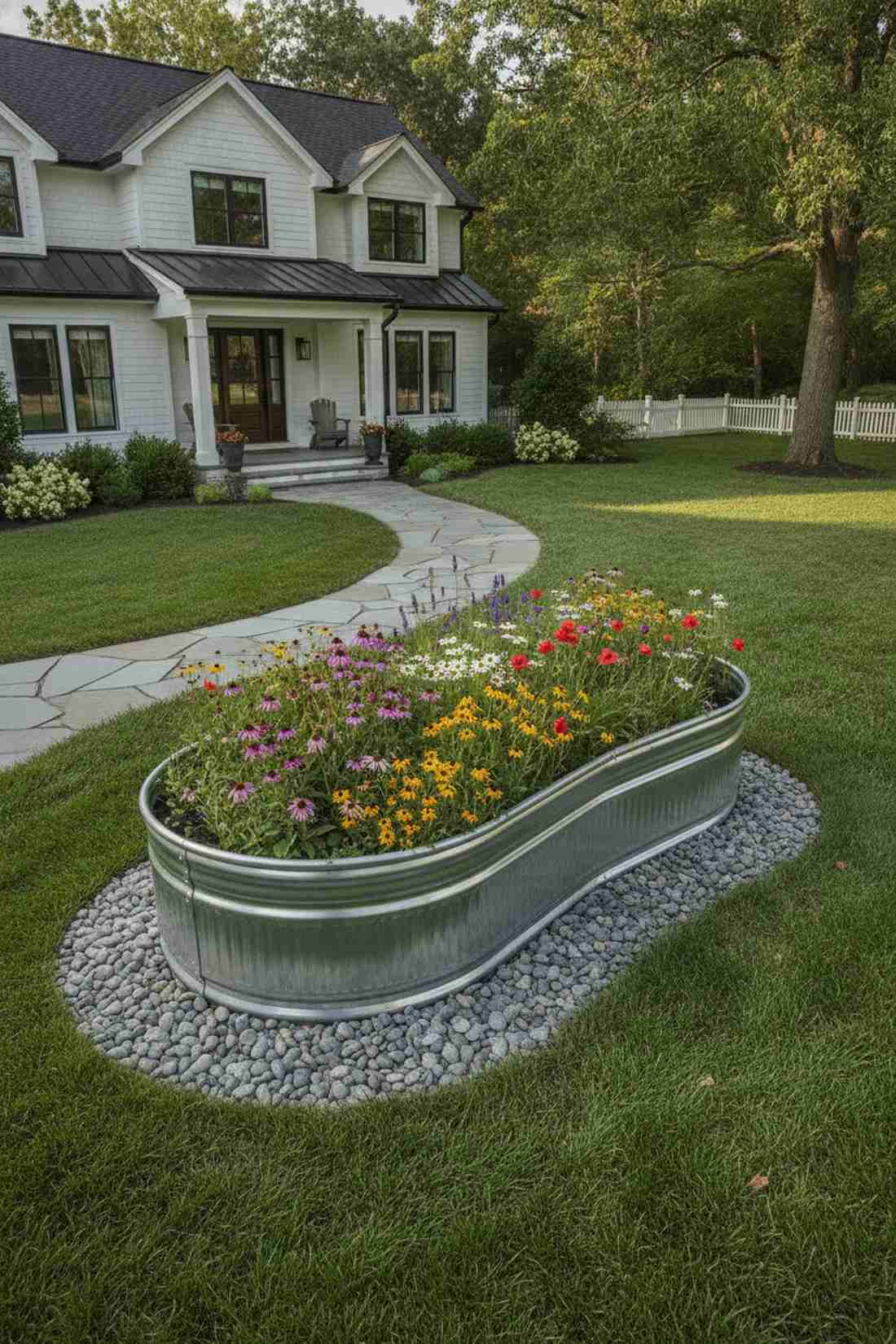 oval galvanized planter