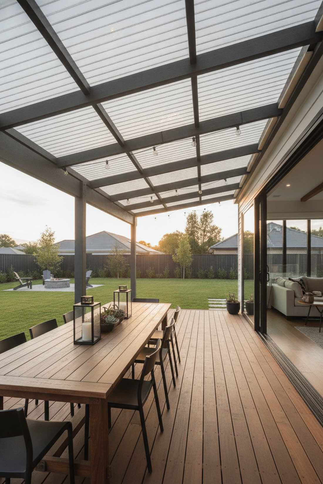 polycarbonate panel pergola roof