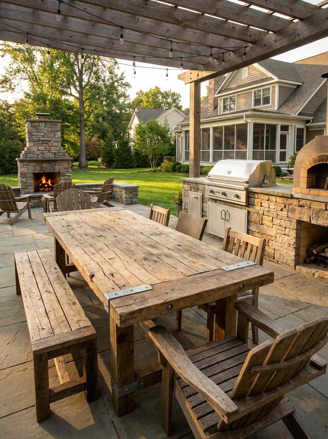 reclaimed wood outdoor dining table