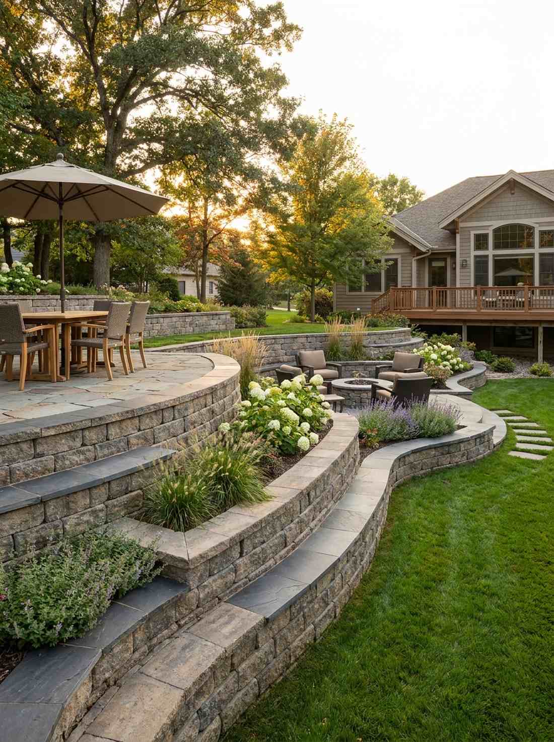 split level stone terracing
