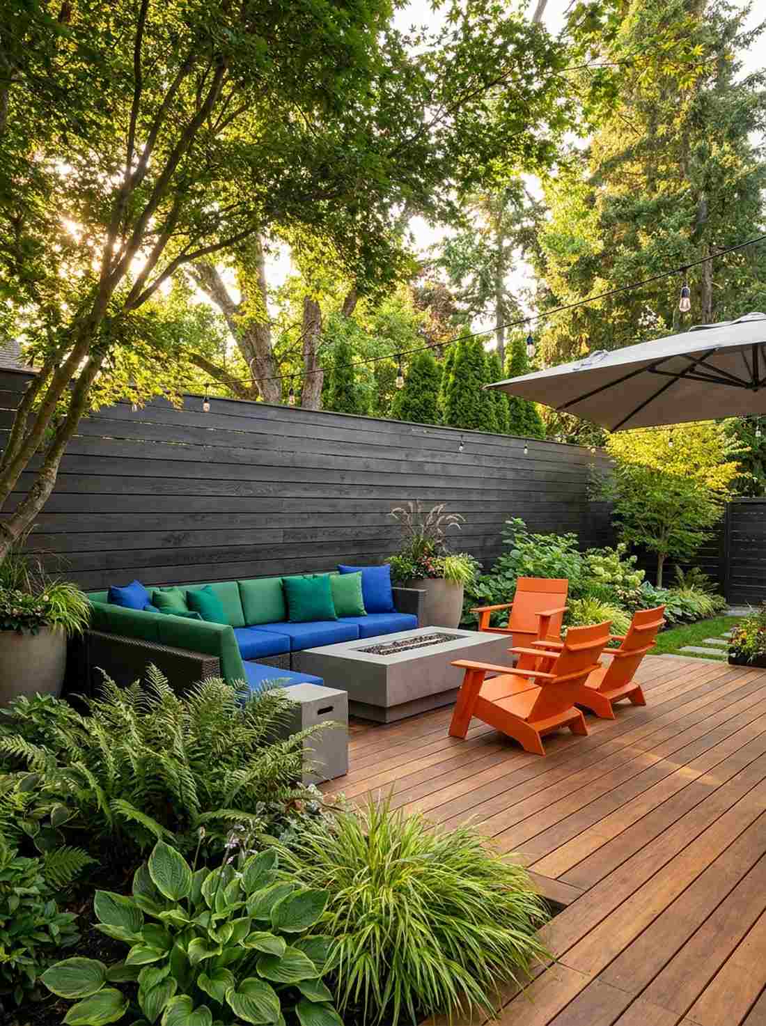 stained horizontal redwood fence