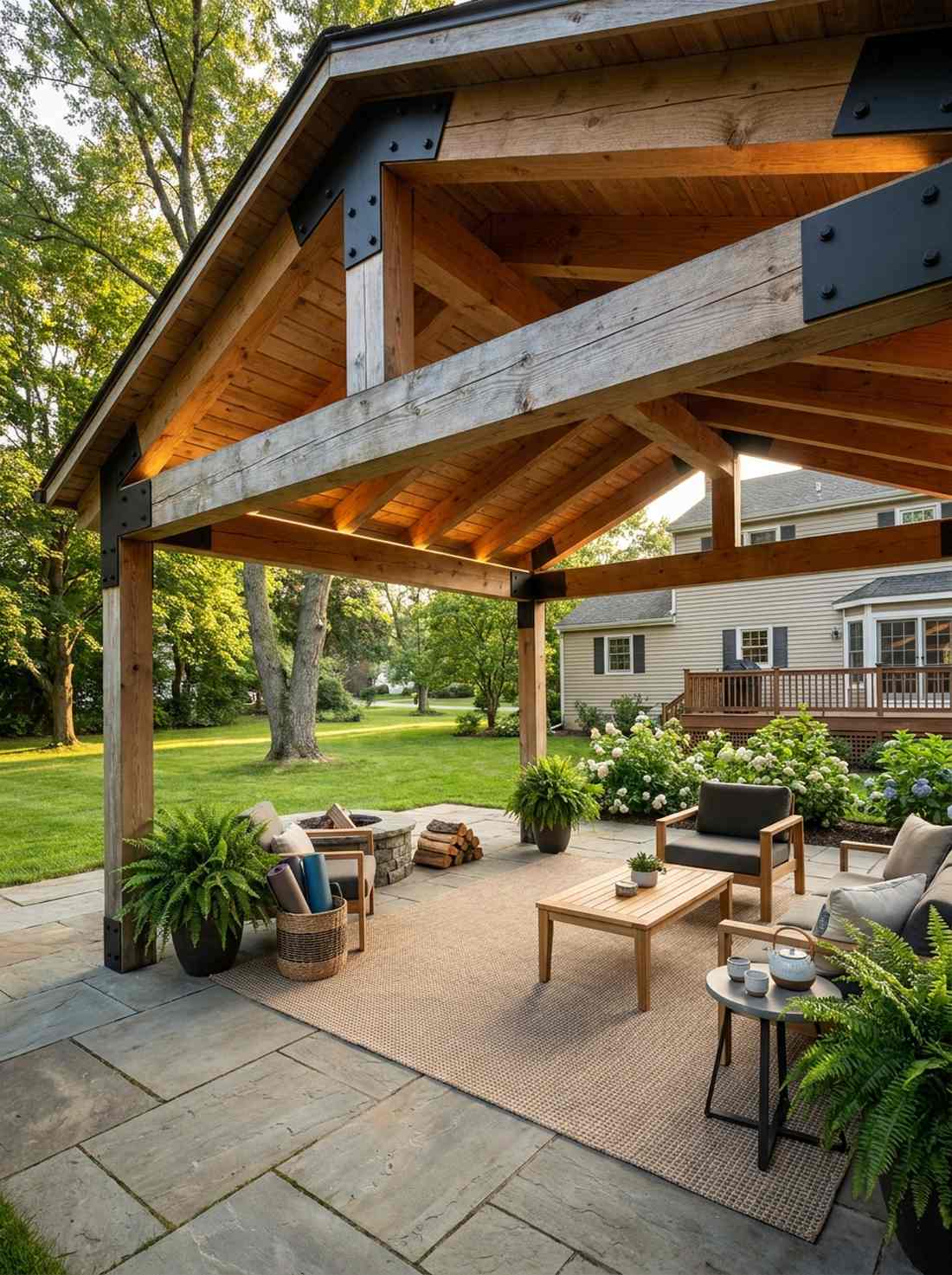 steel frame timber pavilions