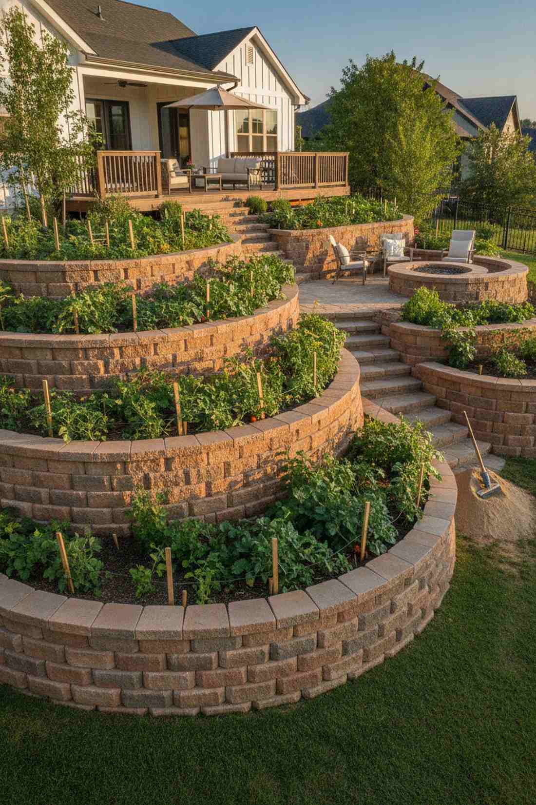 stepped hillside veggie terraces