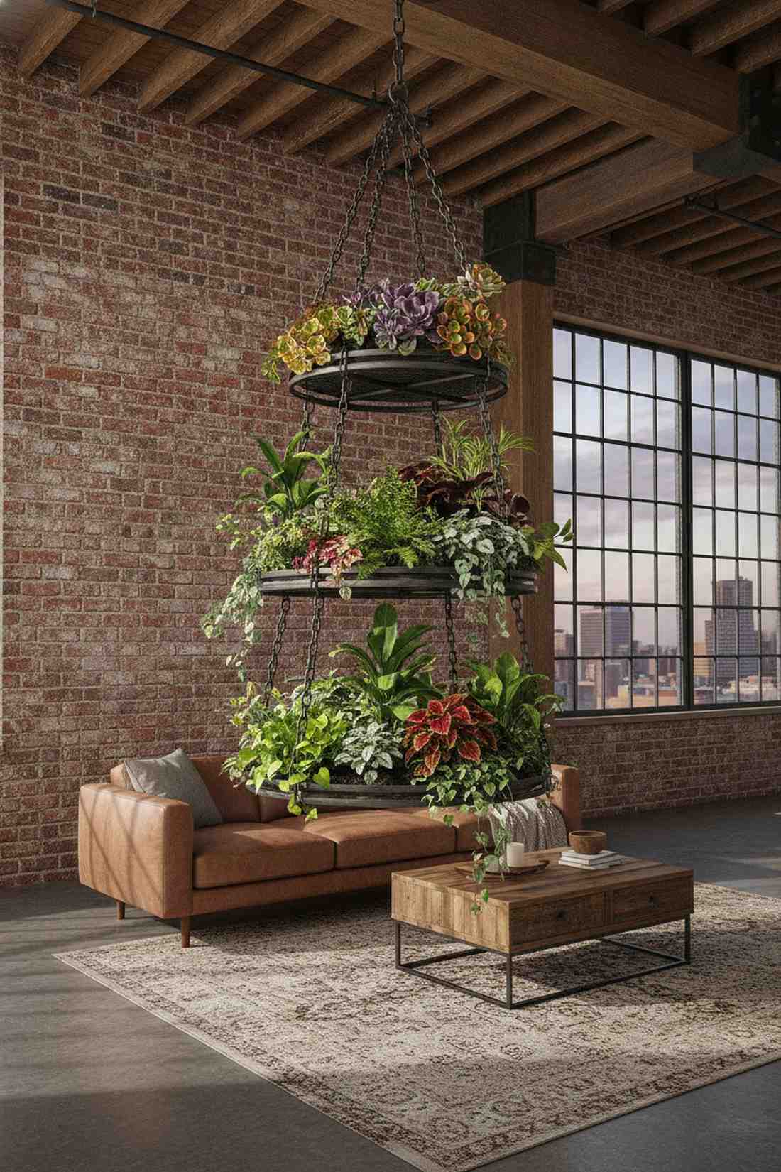tiered metal hanging planter