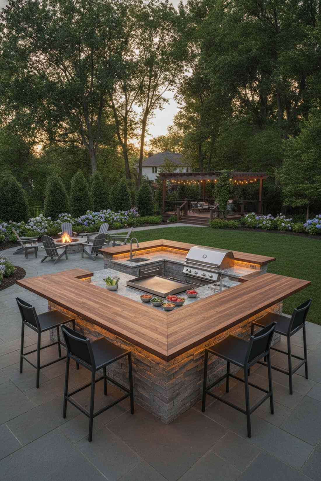 tiered u with bar seating