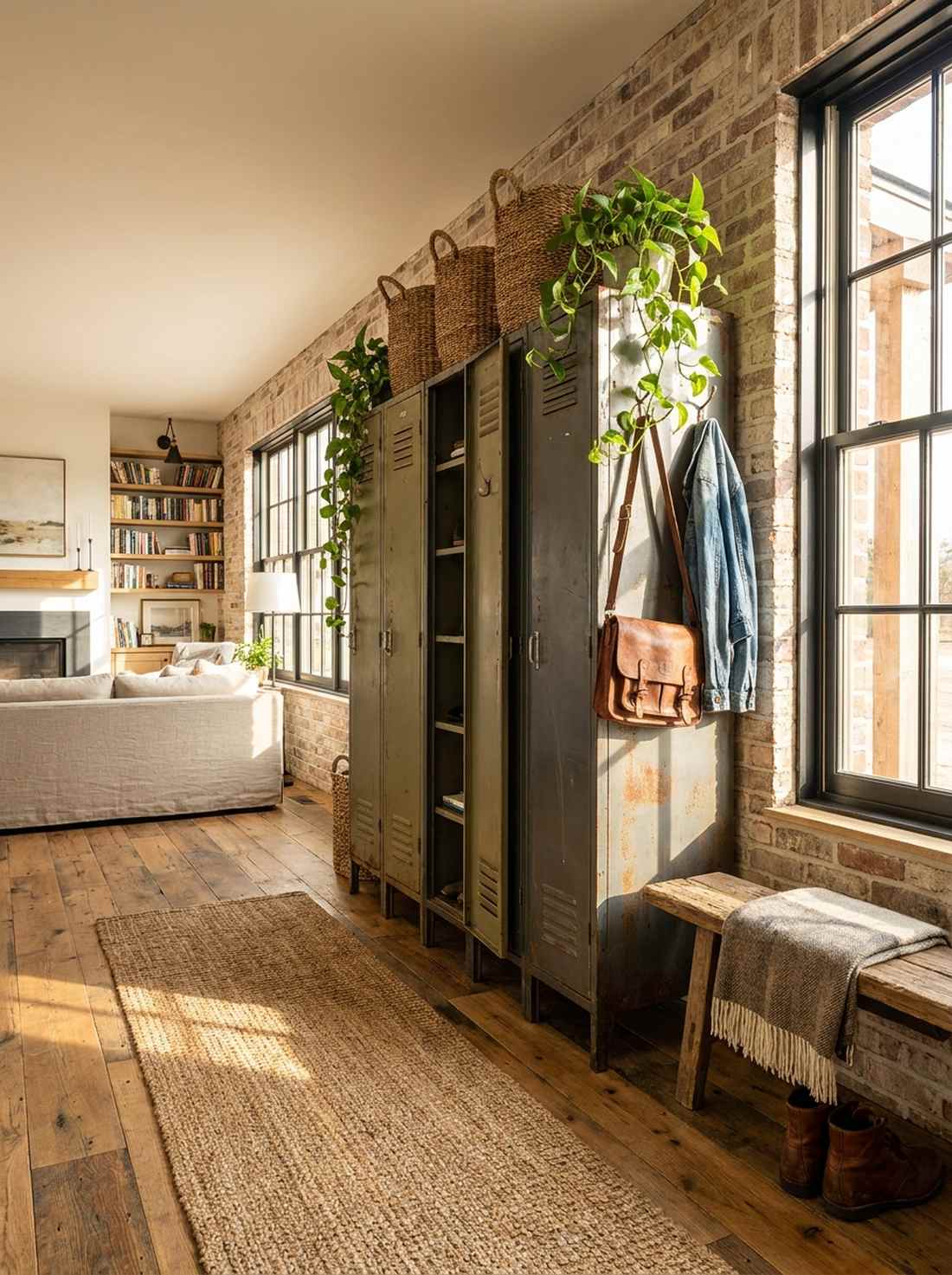 vintage metal lockers as storage