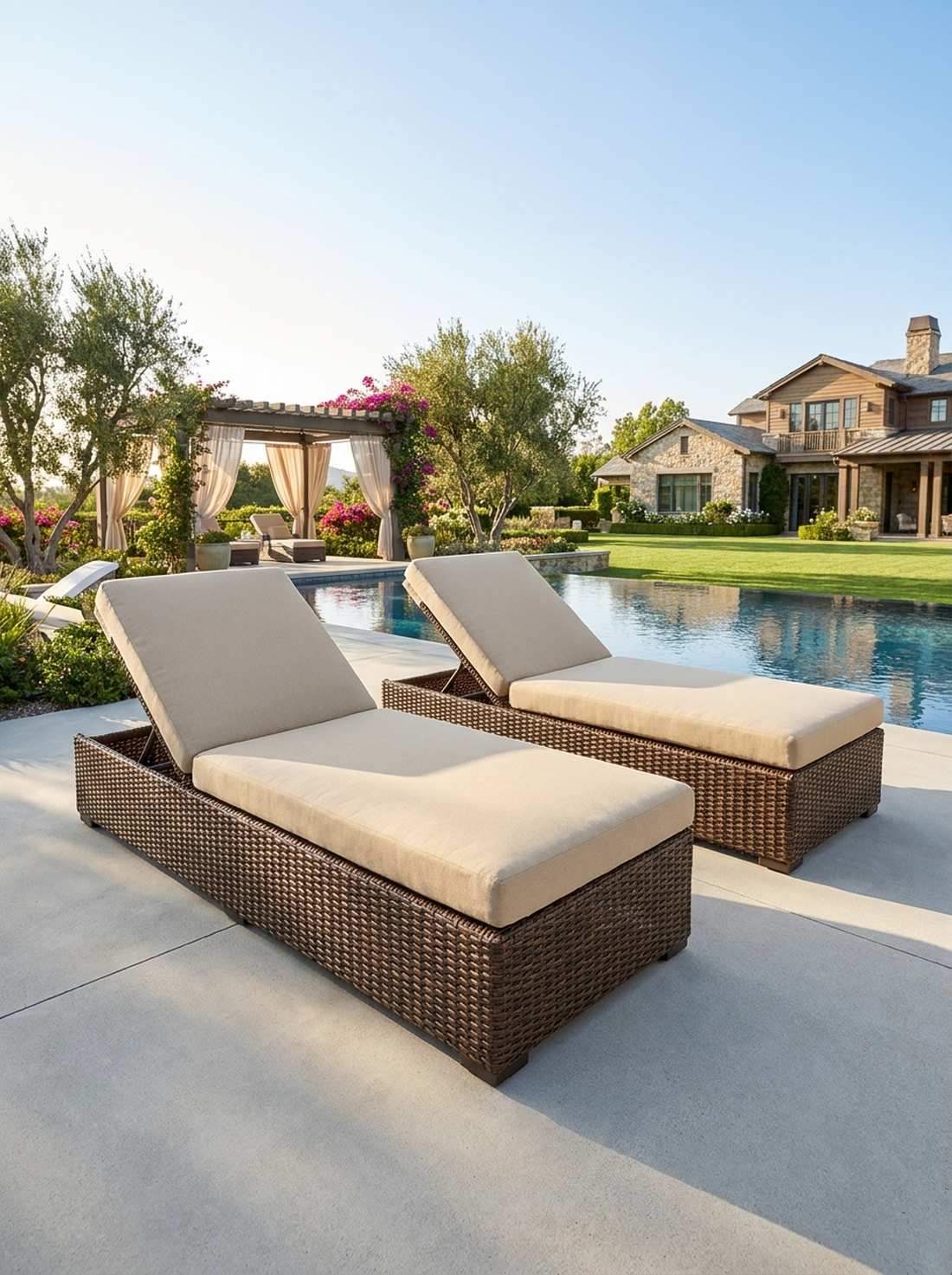 wicker rattan lounger