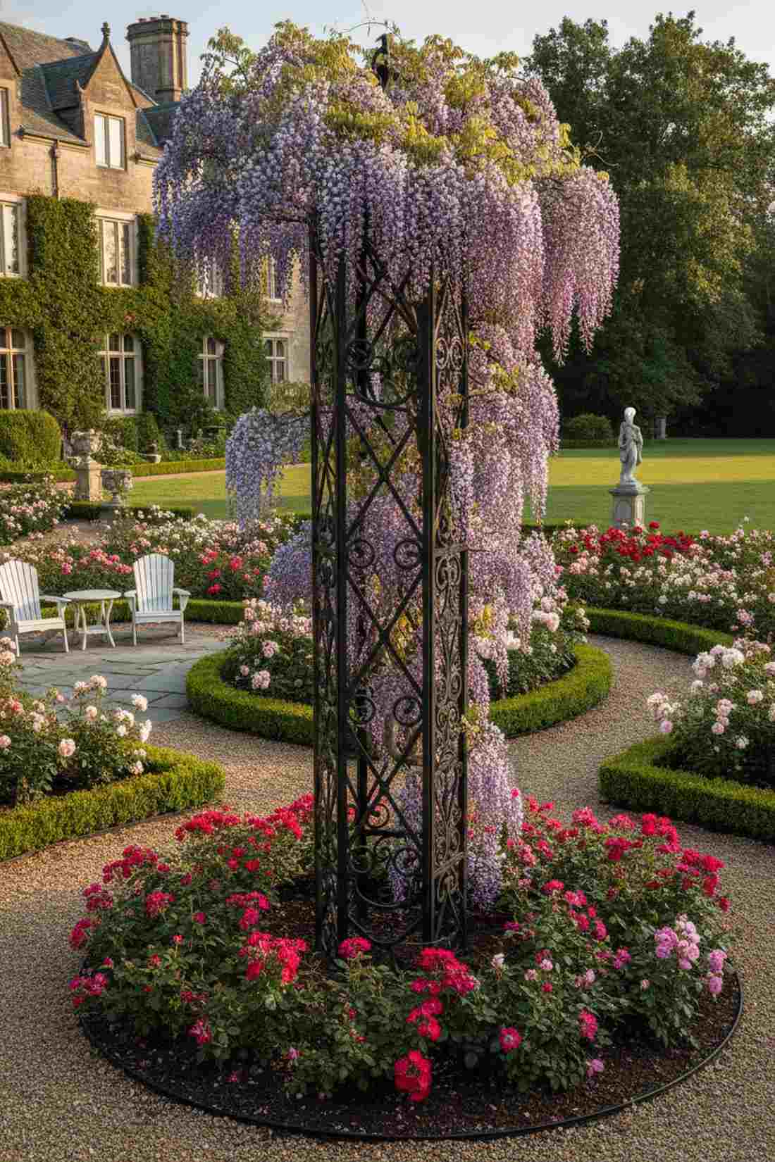 wrought iron scroll trellis