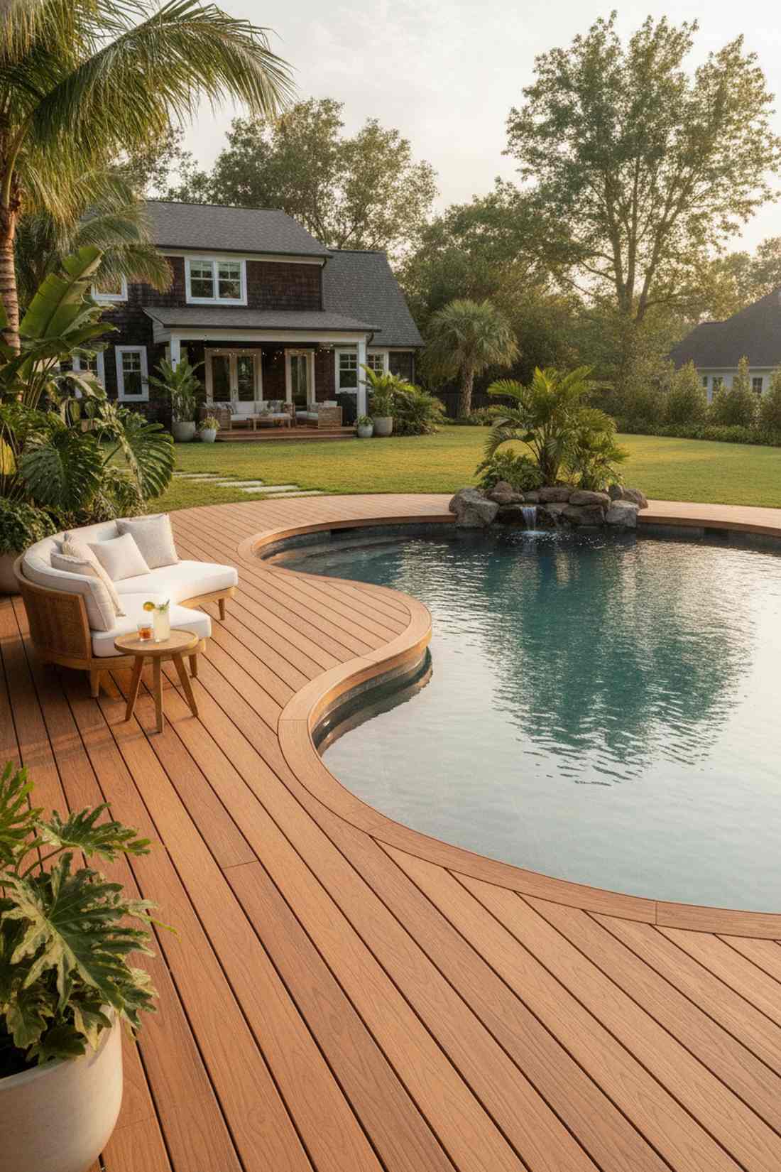 asymmetric kidney pool deck