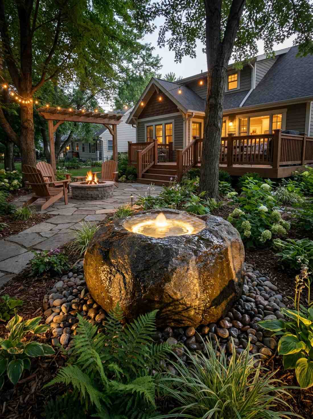 bubbling boulder with led accents