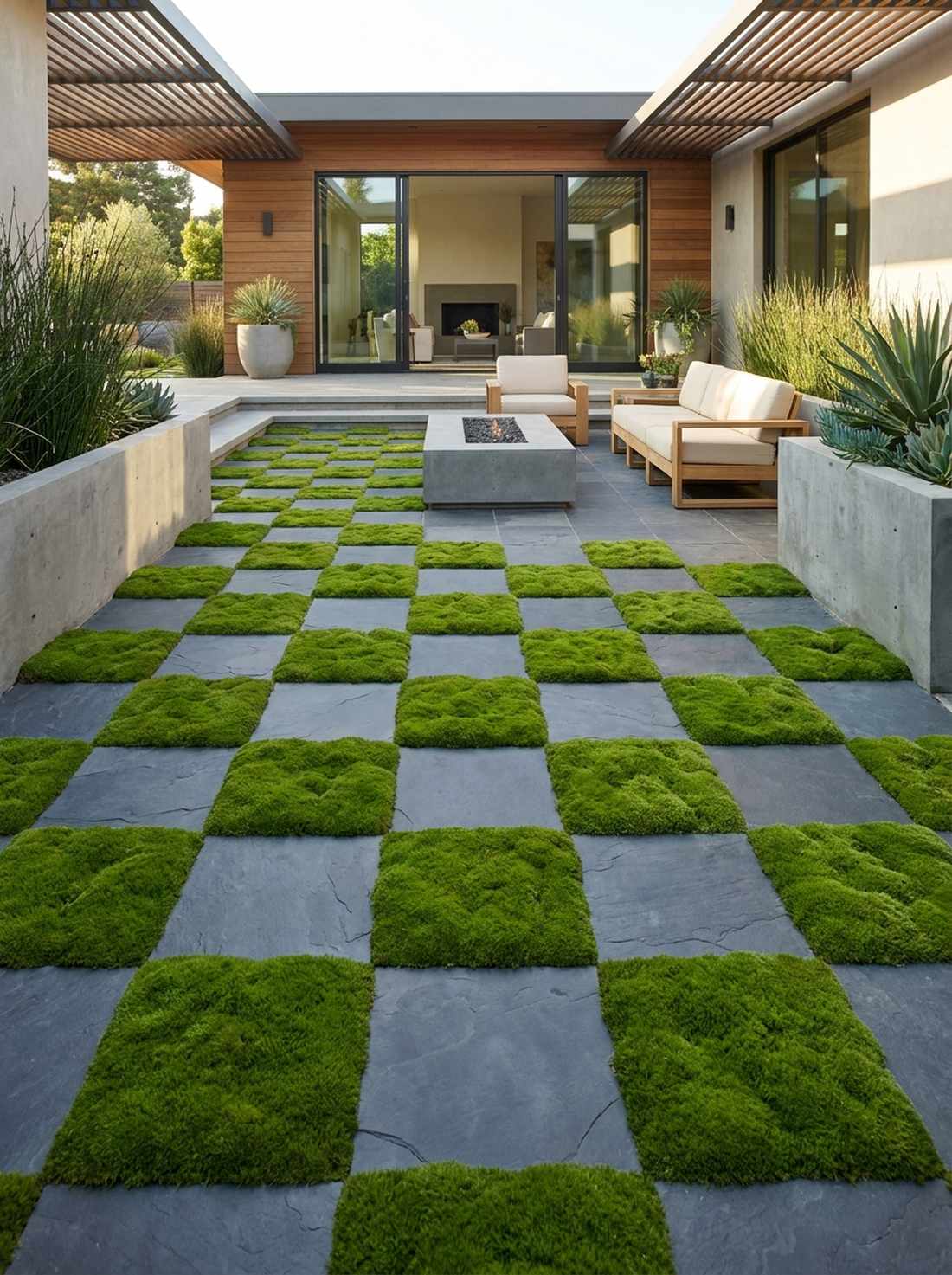 checkerboard moss stone pattern