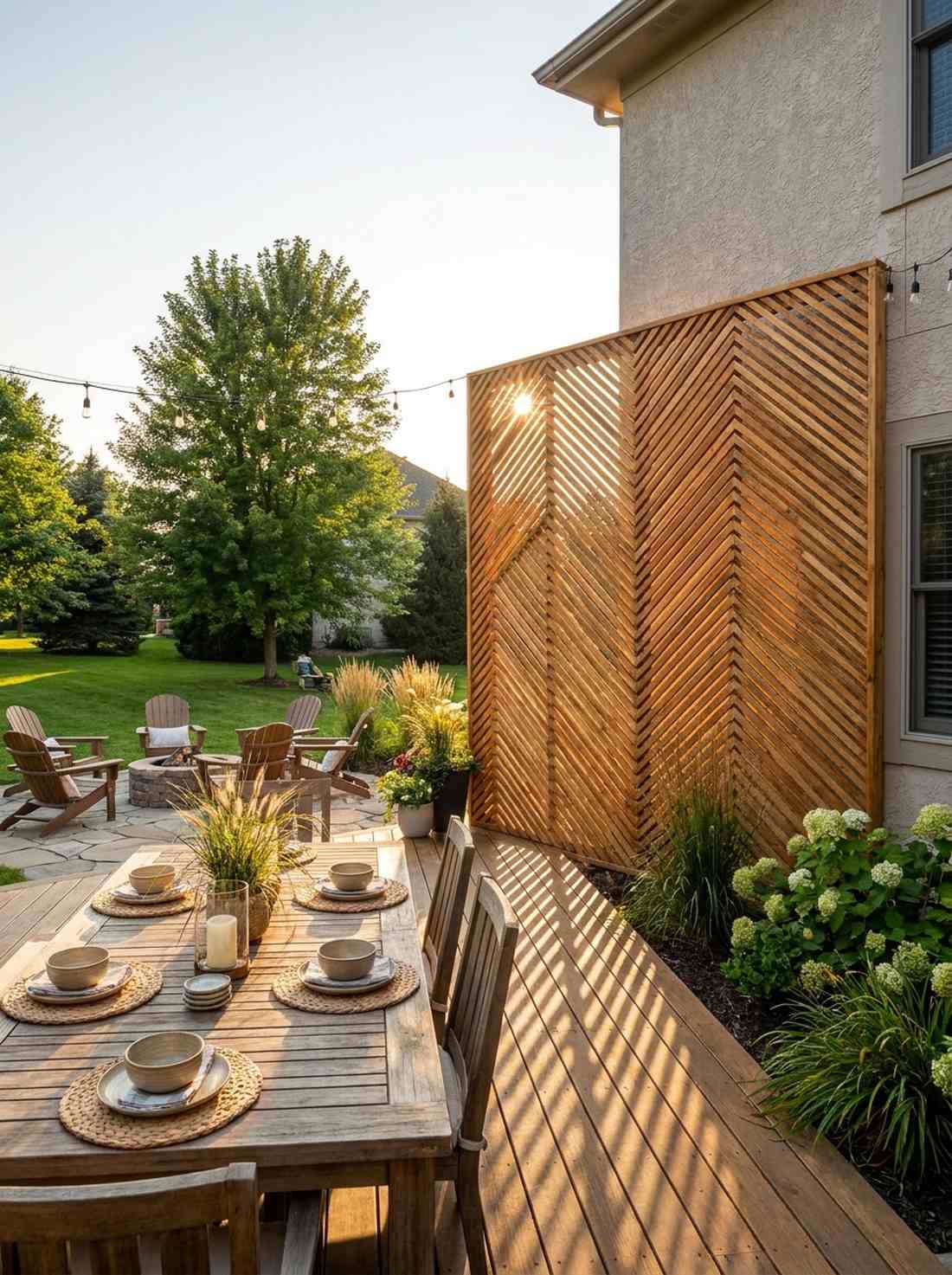 chevron pattern wood screen
