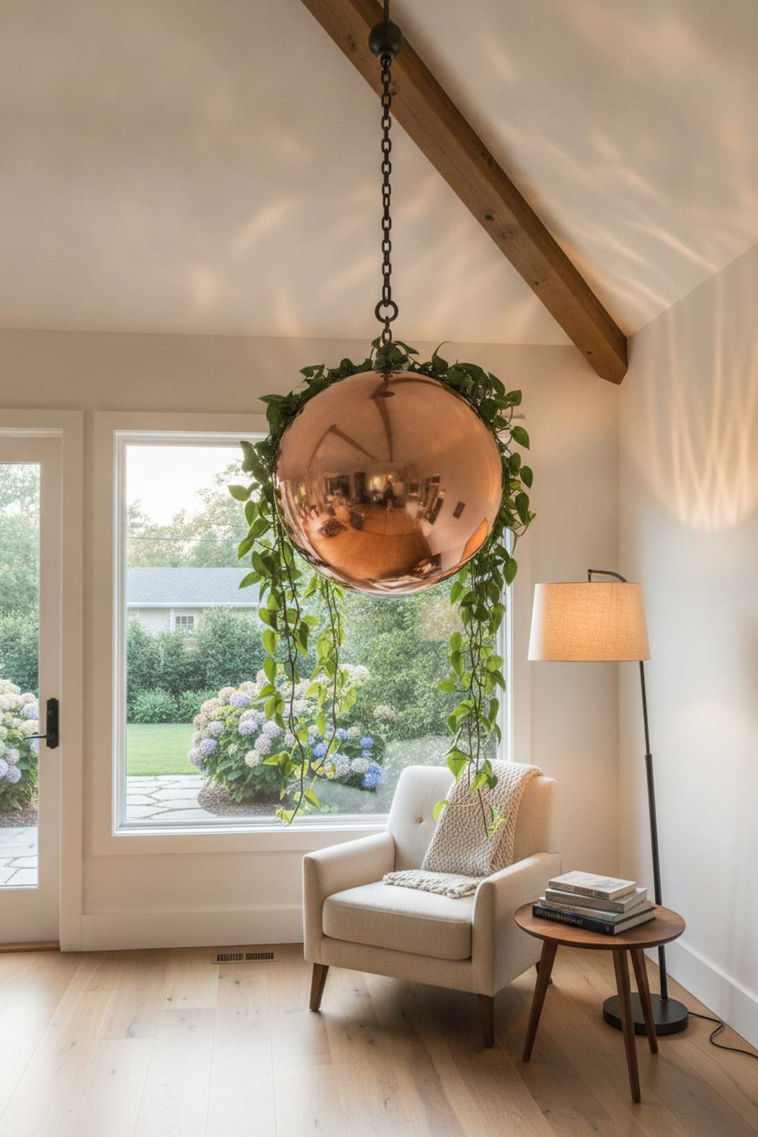 copper sphere planter