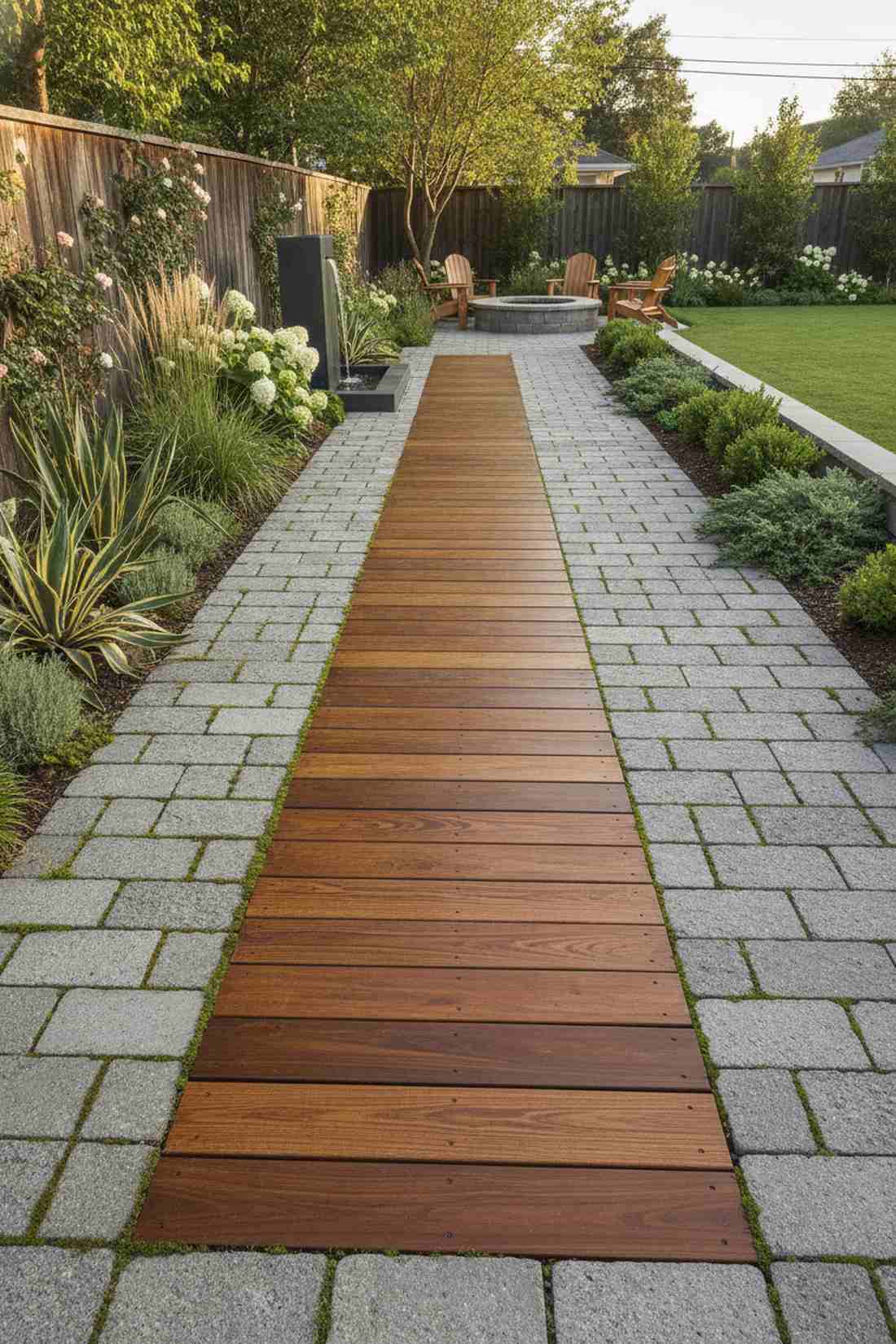 decking path through paver field
