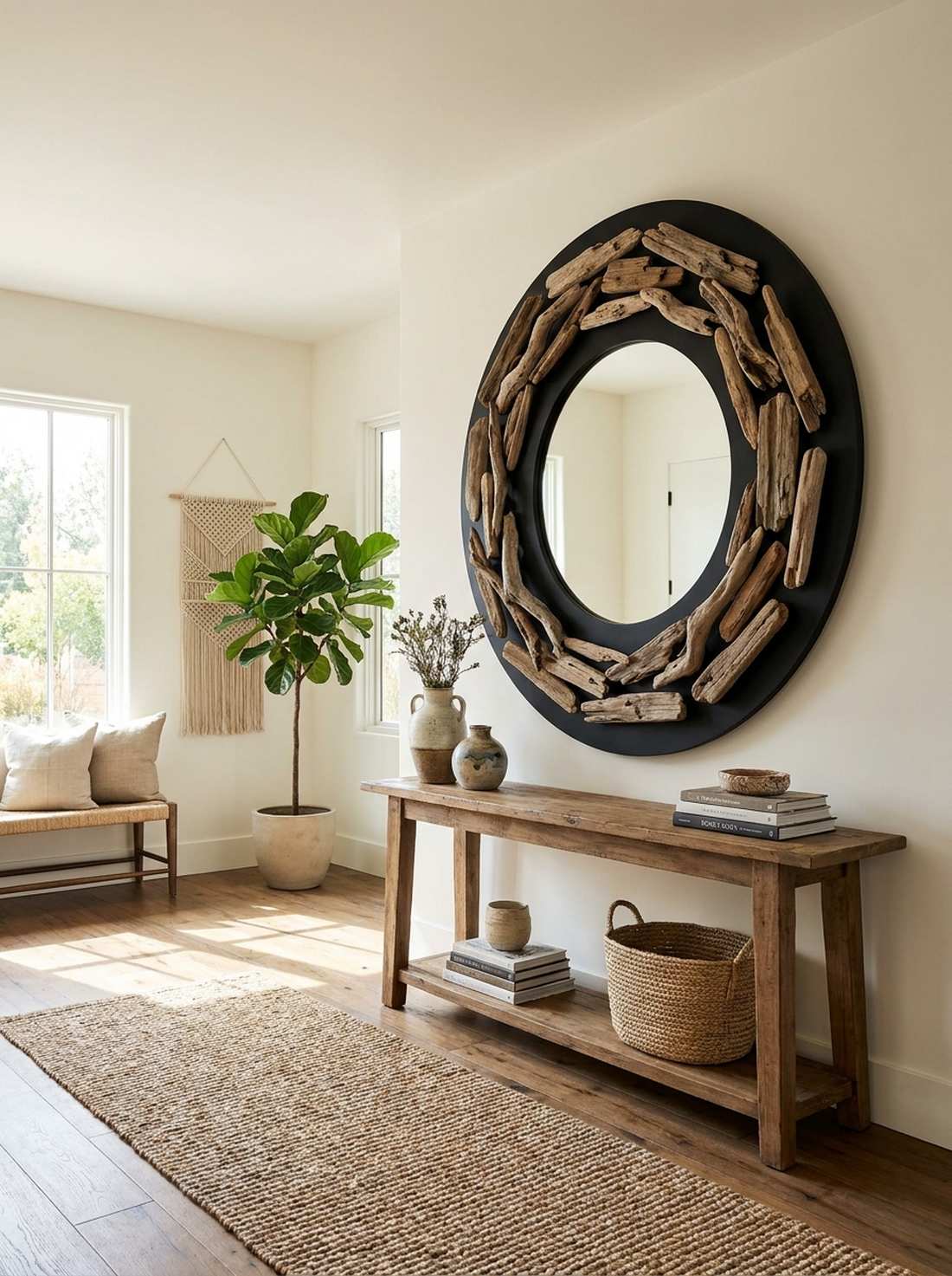 driftwood mirror with black backing